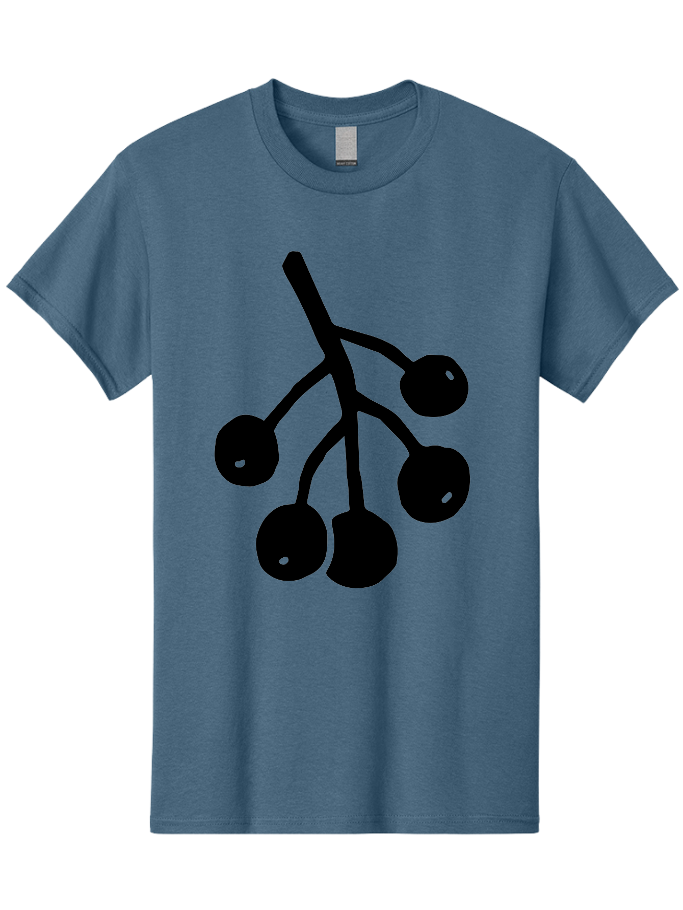 Five-Cherries Men'S Graphic Tee, 100% Cotton, Comfortable Casual Summer Wear, Machine Washable, Black Cherries Silhouette, Minimalist Design, Fruit Icon, Cherry Stem, Simple Graphics, Vector Illustration, Bold Silhouette, -  Aaa589