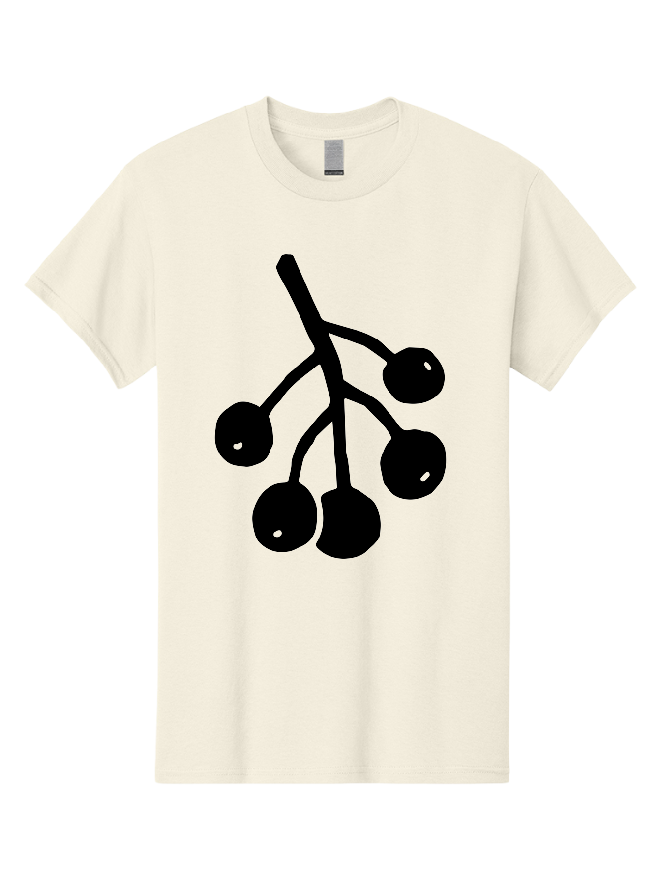 Five-Cherries Men'S Graphic Tee, 100% Cotton, Comfortable Casual Summer Wear, Machine Washable, Black Cherries Silhouette, Minimalist Design, Fruit Icon, Cherry Stem, Simple Graphics, Vector Illustration, Bold Silhouette, -  Aaa589