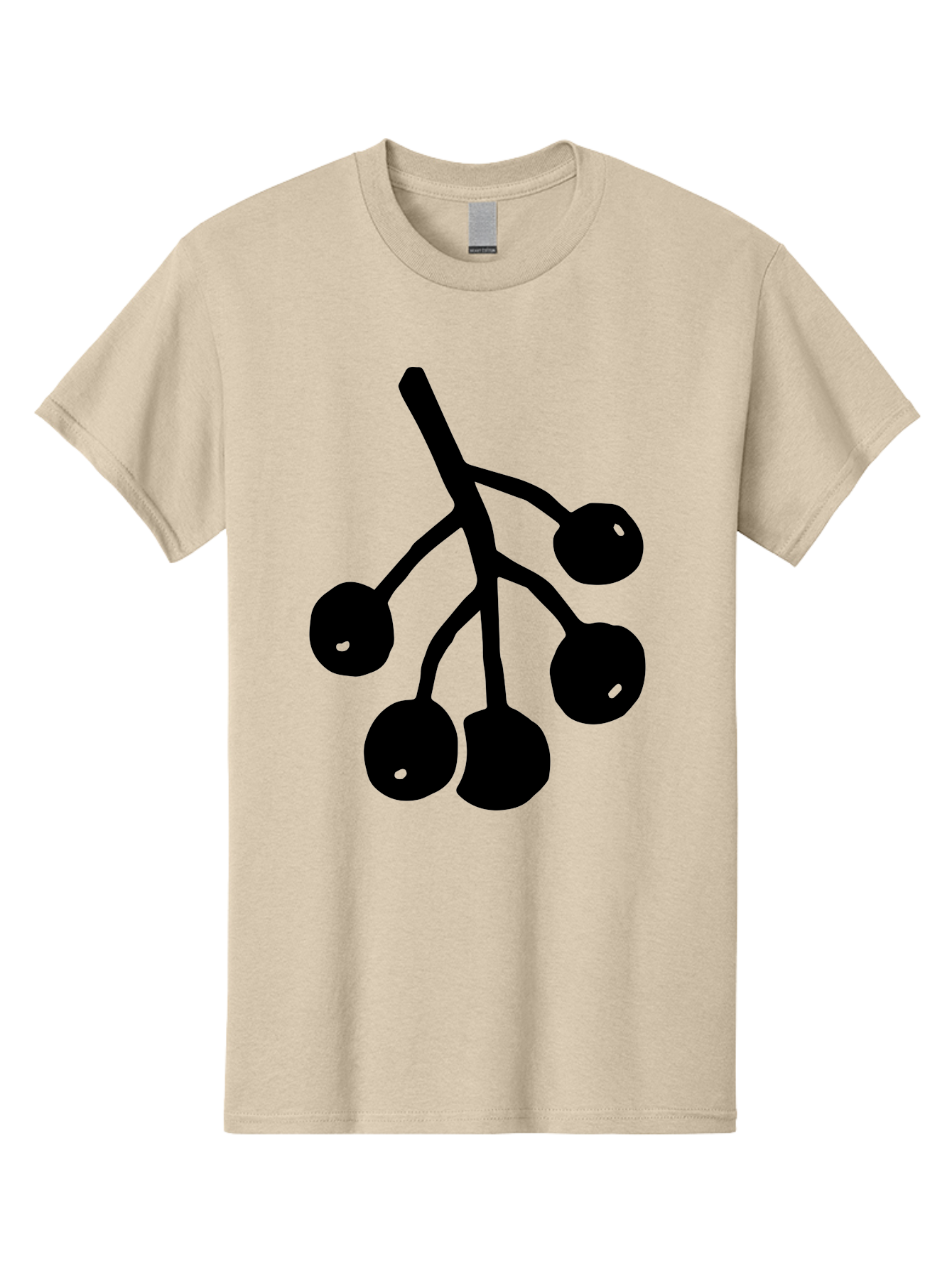 Five-Cherries Men'S Graphic Tee, 100% Cotton, Comfortable Casual Summer Wear, Machine Washable, Black Cherries Silhouette, Minimalist Design, Fruit Icon, Cherry Stem, Simple Graphics, Vector Illustration, Bold Silhouette, -  Aaa589