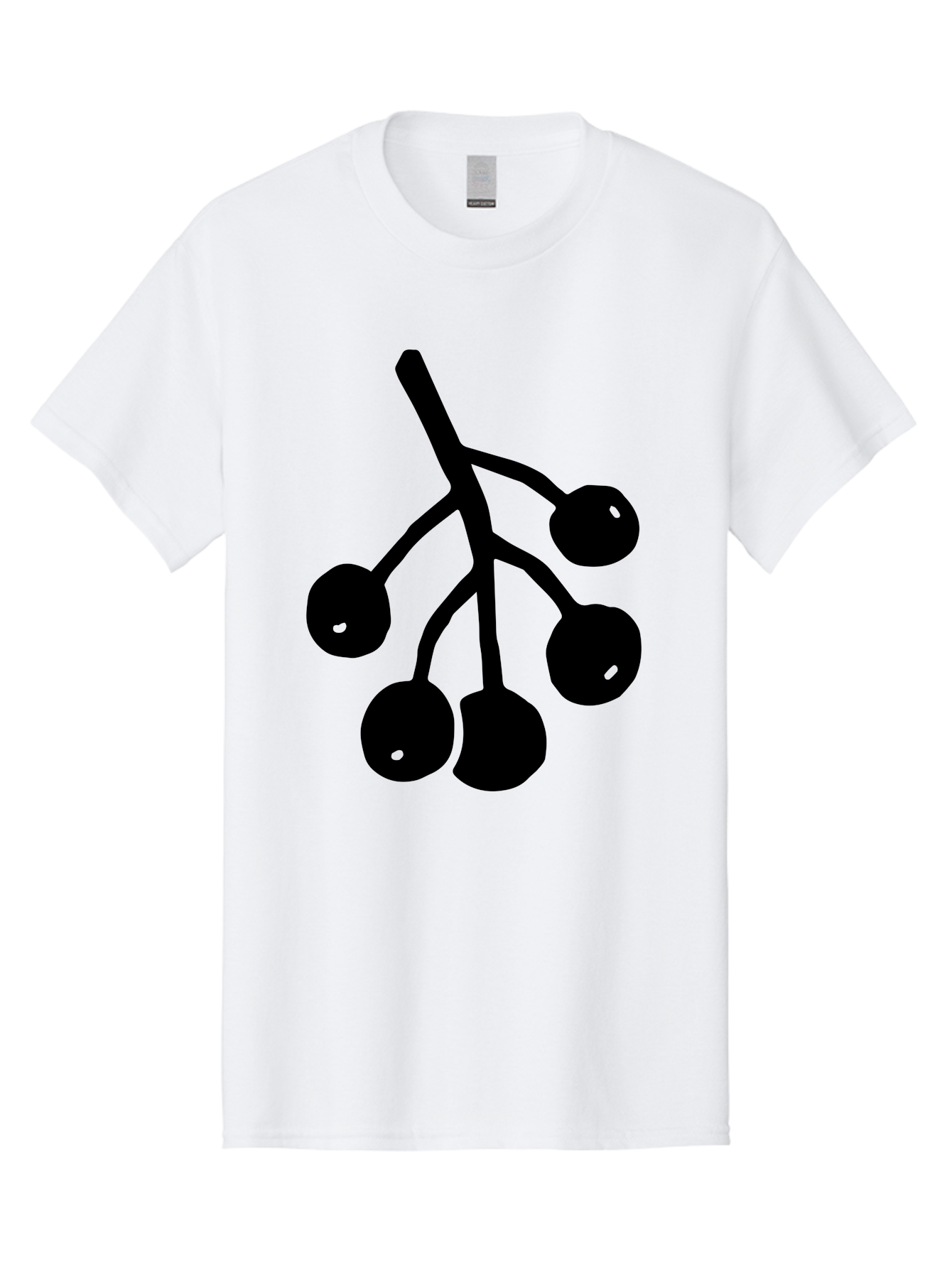 Five-Cherries Men'S Graphic Tee, 100% Cotton, Comfortable Casual Summer Wear, Machine Washable, Black Cherries Silhouette, Minimalist Design, Fruit Icon, Cherry Stem, Simple Graphics, Vector Illustration, Bold Silhouette, -  Aaa589