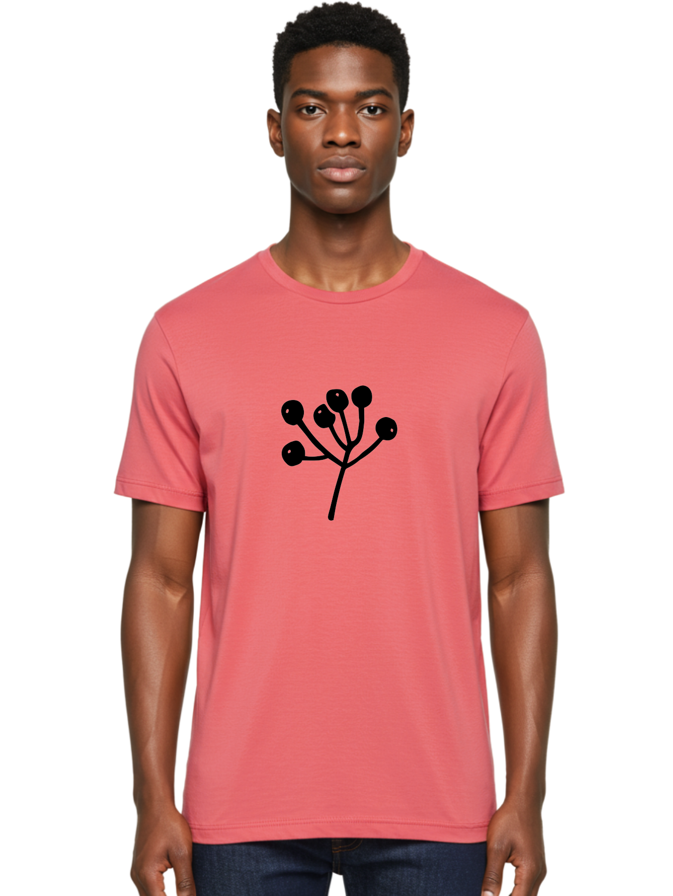 Flower Men'S Graphic Tee, 100% Cotton, Comfortable Casual Summer Wear, Machine Washable, Stylized Flower, Minimalist Design, Black Silhouette, Simple Shapes, Floral Motif, Modern Graphics, Abstract Art -  Aaa590