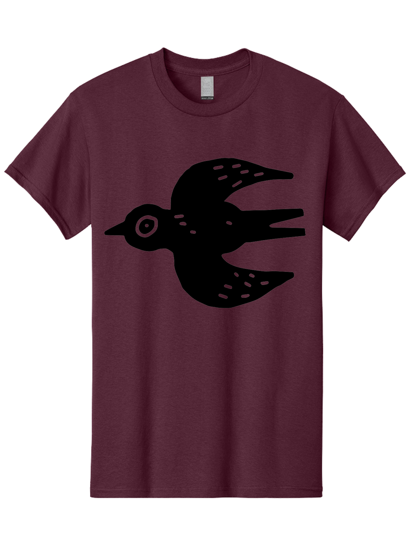 Flying-Bird Men'S Graphic Tee, 100% Cotton, Comfortable Casual Summer Wear, Machine Washable, Black Bird Silhouette, Bird In Flight, Simple Design, Graphic Illustration, Minimalist Art, Wildlife Symbol, Flying Bird, Abstract Shape, -  Aaa591