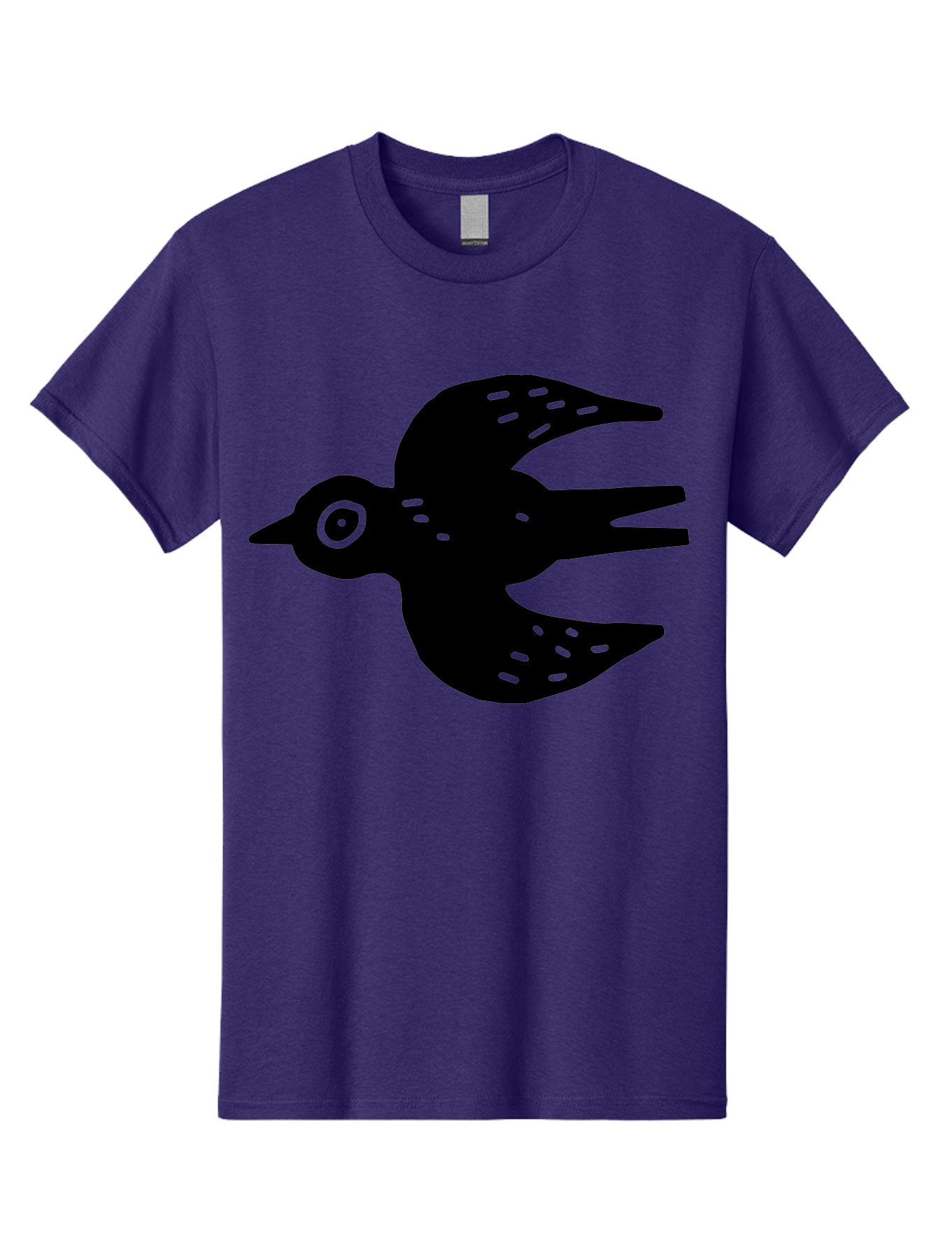Flying-Bird Men'S Graphic Tee, 100% Cotton, Comfortable Casual Summer Wear, Machine Washable, Black Bird Silhouette, Bird In Flight, Simple Design, Graphic Illustration, Minimalist Art, Wildlife Symbol, Flying Bird, Abstract Shape, -  Aaa591