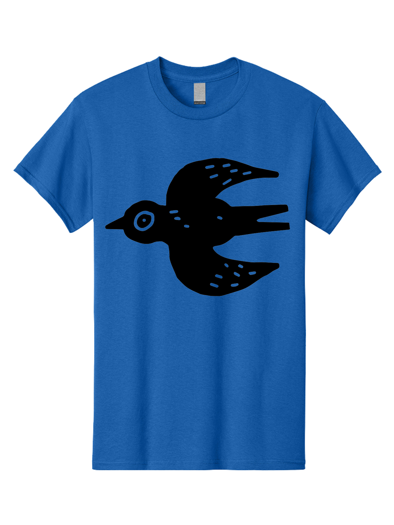Flying-Bird Men'S Graphic Tee, 100% Cotton, Comfortable Casual Summer Wear, Machine Washable, Black Bird Silhouette, Bird In Flight, Simple Design, Graphic Illustration, Minimalist Art, Wildlife Symbol, Flying Bird, Abstract Shape, -  Aaa591
