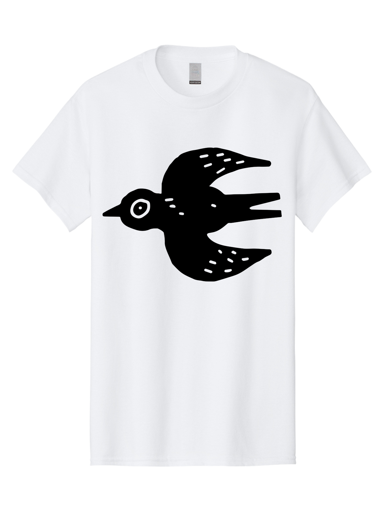 Flying-Bird Men'S Graphic Tee, 100% Cotton, Comfortable Casual Summer Wear, Machine Washable, Black Bird Silhouette, Bird In Flight, Simple Design, Graphic Illustration, Minimalist Art, Wildlife Symbol, Flying Bird, Abstract Shape, -  Aaa591