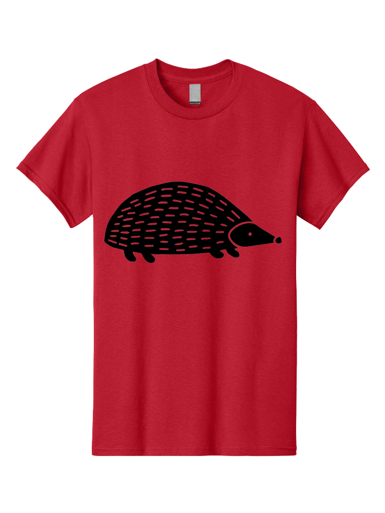 Hedgehog Men'S Graphic Tee, 100% Cotton, Comfortable Casual Summer Wear, Machine Washable, Hedgehog Silhouette, Simple Illustration, Minimalist Design, Cute Animal, Prickly Creature, Small Legs, Dotted Pattern, Bold Lines, Quirky Art -  Aaa597