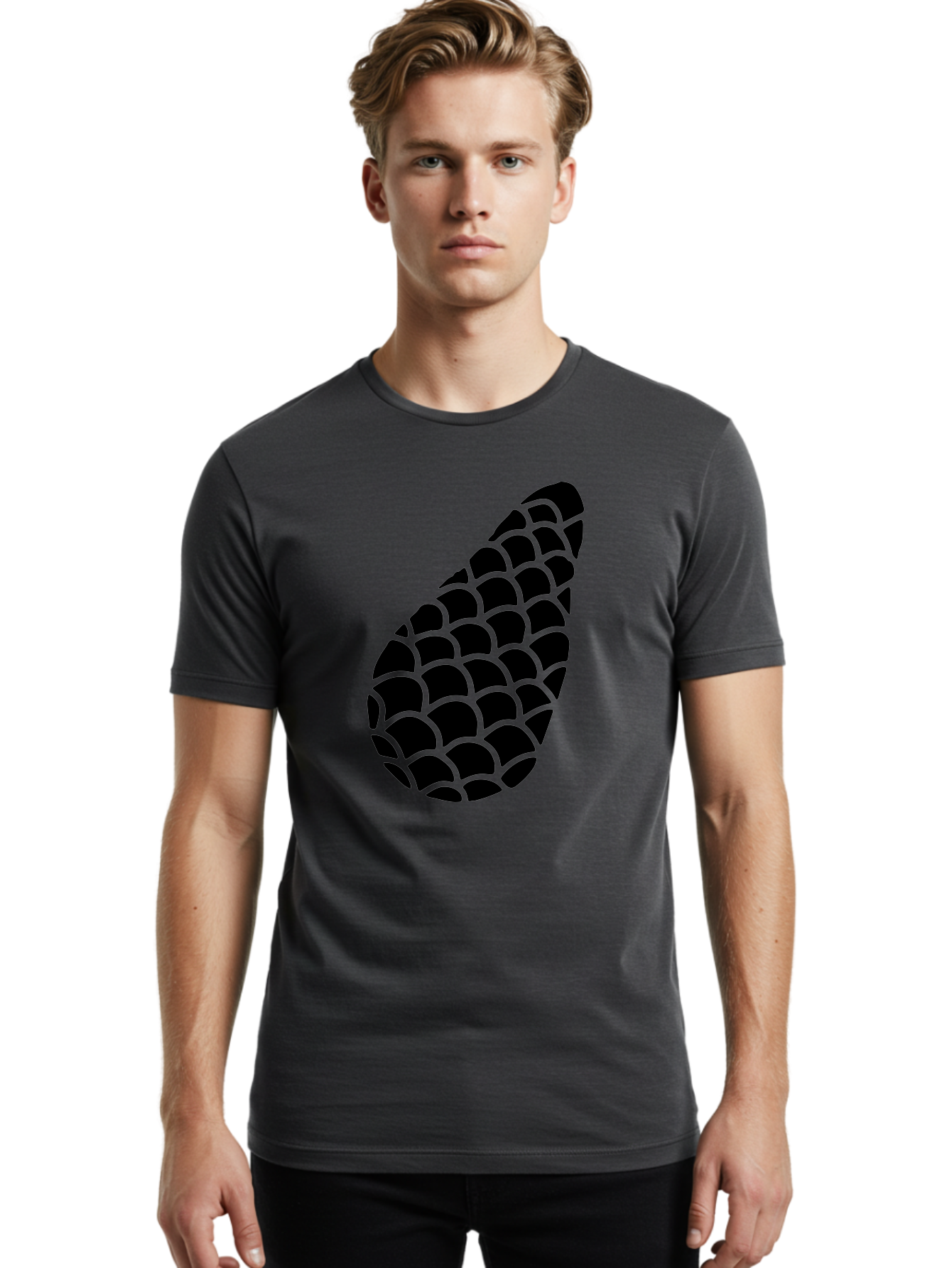 Hops-Cone Men'S Graphic Tee, 100% Cotton, Comfortable Casual Summer Wear, Machine Washable, Hops Silhouette, Beer Ingredient, Brewing Process, Black And Green Design, Abstract Pattern, Craft Beer, Unique Texture, Simple Graphic -  Aaa598