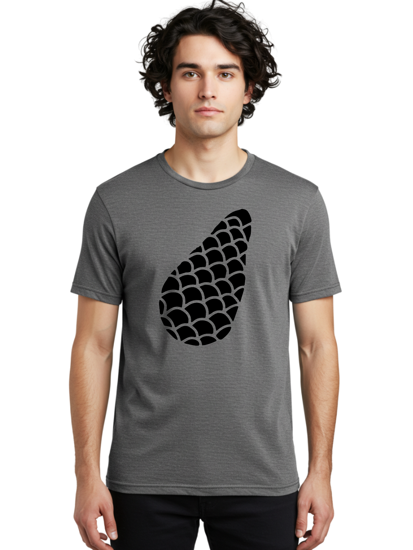 Hops-Cone Men'S Graphic Tee, 100% Cotton, Comfortable Casual Summer Wear, Machine Washable, Hops Silhouette, Beer Ingredient, Brewing Process, Black And Green Design, Abstract Pattern, Craft Beer, Unique Texture, Simple Graphic -  Aaa598