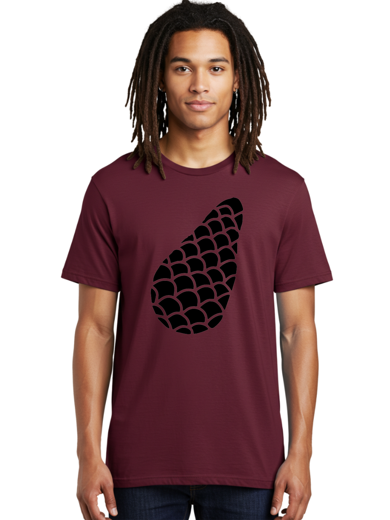 Hops-Cone Men'S Graphic Tee, 100% Cotton, Comfortable Casual Summer Wear, Machine Washable, Hops Silhouette, Beer Ingredient, Brewing Process, Black And Green Design, Abstract Pattern, Craft Beer, Unique Texture, Simple Graphic -  Aaa598