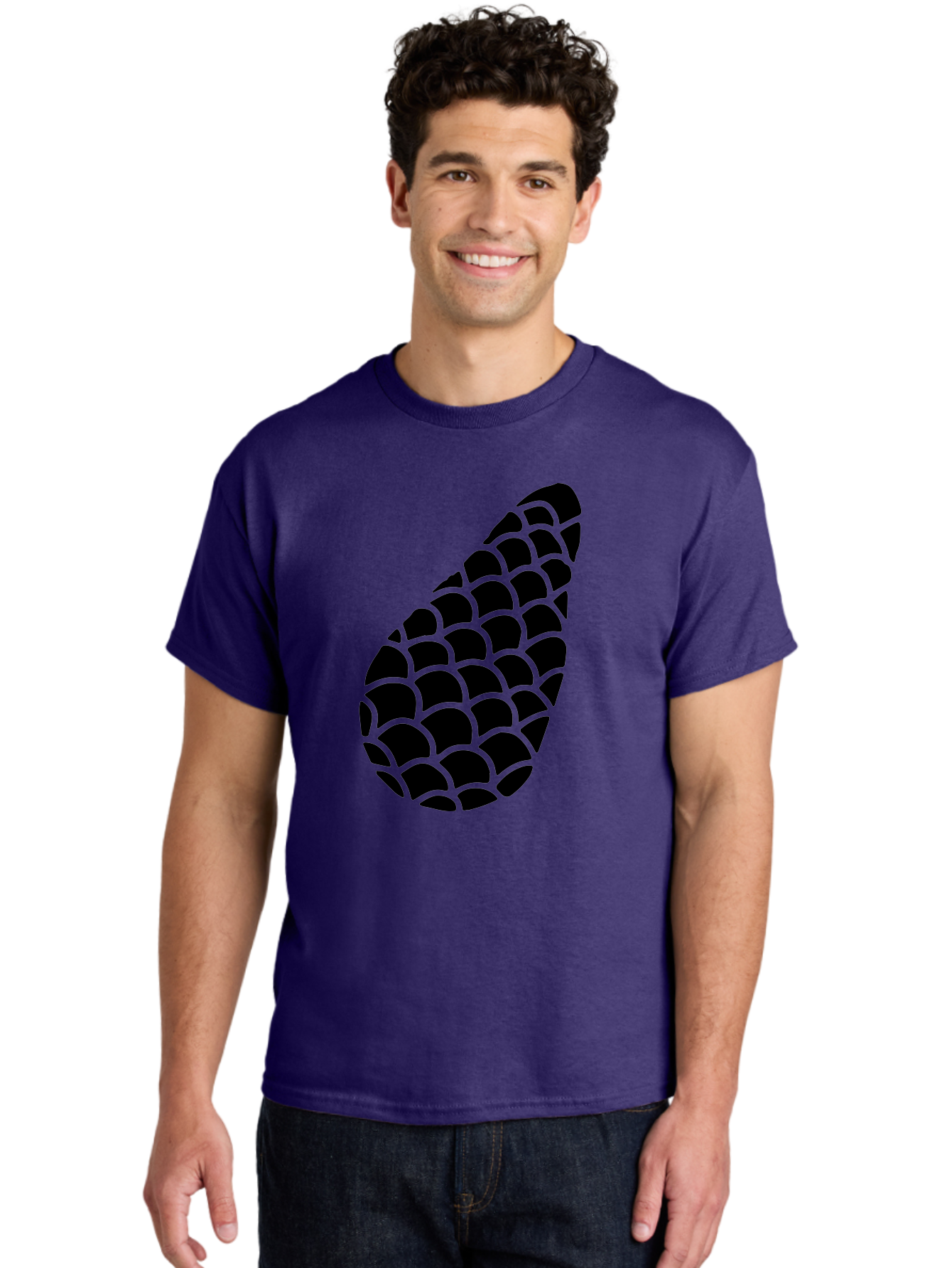 Hops-Cone Men'S Graphic Tee, 100% Cotton, Comfortable Casual Summer Wear, Machine Washable, Hops Silhouette, Beer Ingredient, Brewing Process, Black And Green Design, Abstract Pattern, Craft Beer, Unique Texture, Simple Graphic -  Aaa598