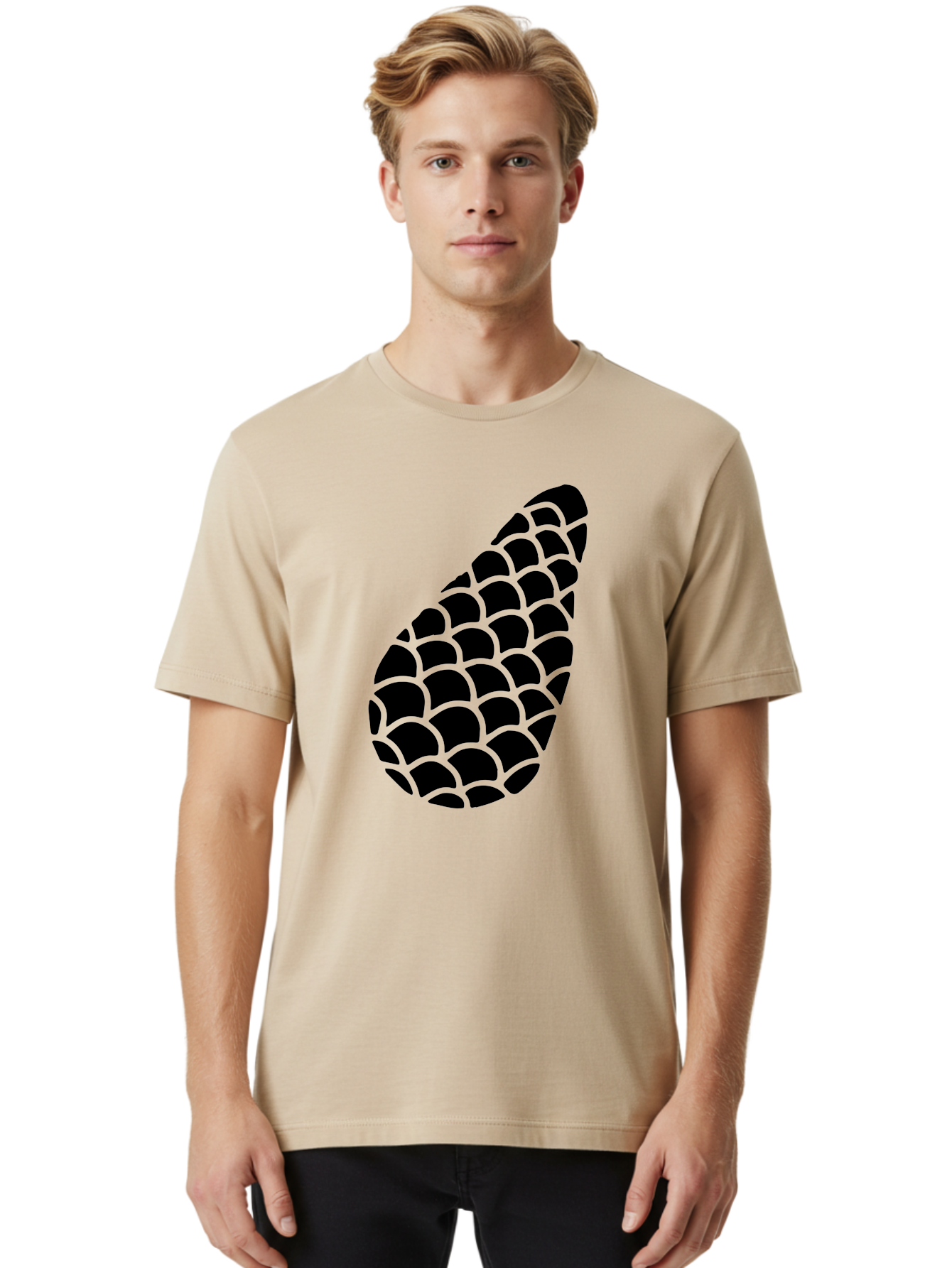 Hops-Cone Men'S Graphic Tee, 100% Cotton, Comfortable Casual Summer Wear, Machine Washable, Hops Silhouette, Beer Ingredient, Brewing Process, Black And Green Design, Abstract Pattern, Craft Beer, Unique Texture, Simple Graphic -  Aaa598