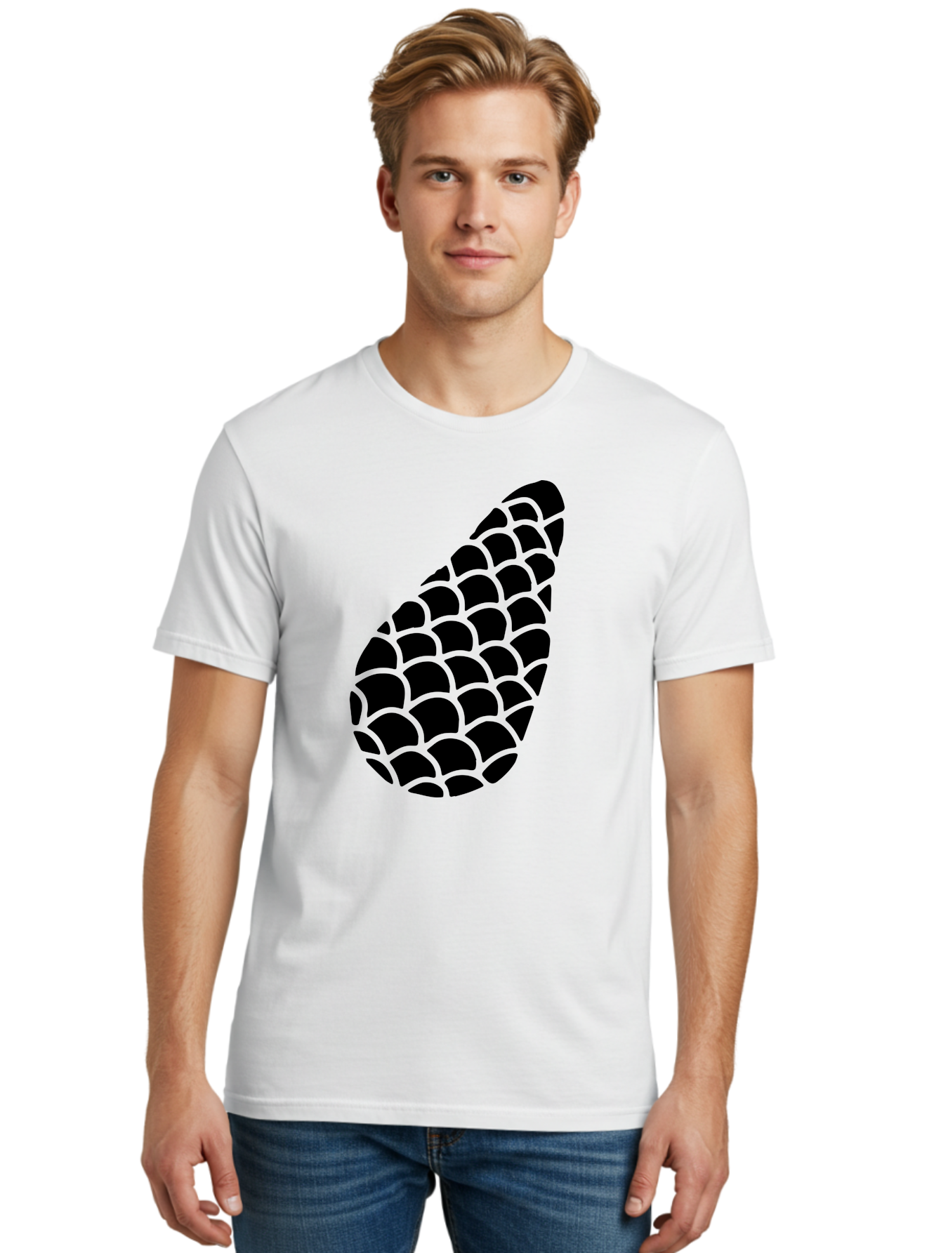 Hops-Cone Men'S Graphic Tee, 100% Cotton, Comfortable Casual Summer Wear, Machine Washable, Hops Silhouette, Beer Ingredient, Brewing Process, Black And Green Design, Abstract Pattern, Craft Beer, Unique Texture, Simple Graphic -  Aaa598