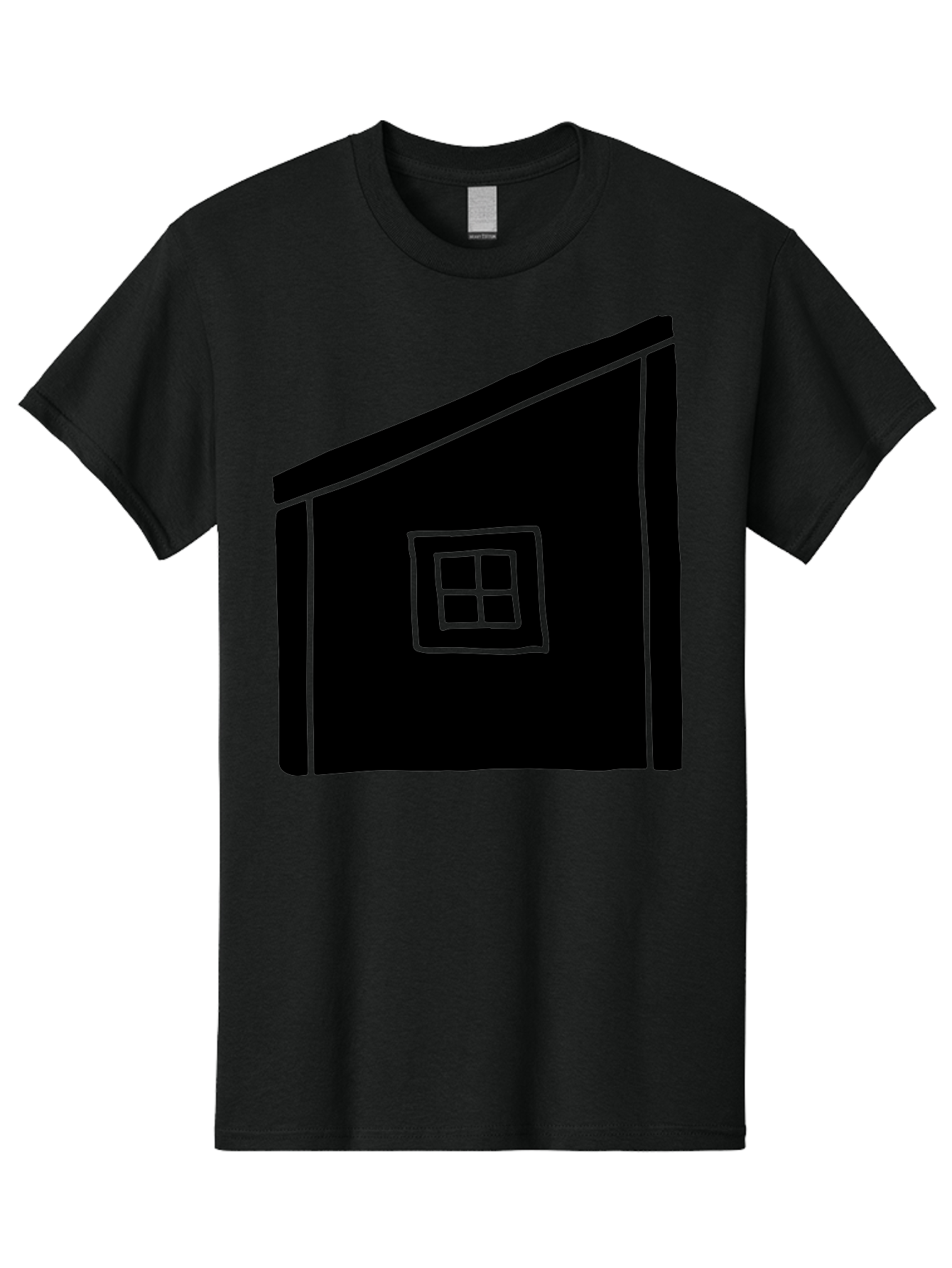 House Men'S Graphic Tee, 100% Cotton, Comfortable Casual Summer Wear, Machine Washable, Simple House Design, Minimalist Architecture, Black House Silhouette, Neon Green Outline, Four-Paned Window, Modern Home Decor, -  Aaa599