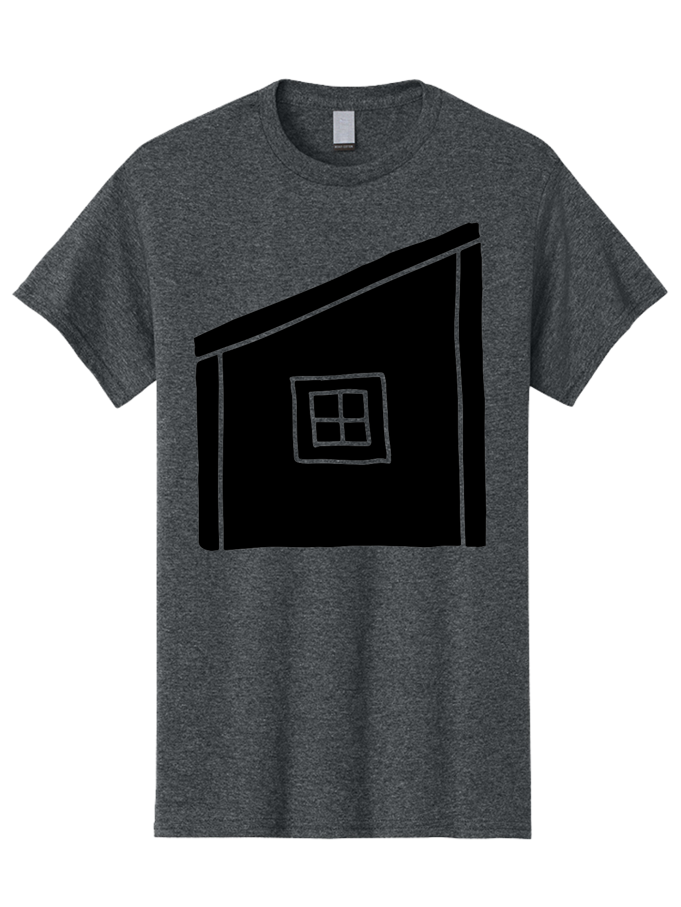 House Men'S Graphic Tee, 100% Cotton, Comfortable Casual Summer Wear, Machine Washable, Simple House Design, Minimalist Architecture, Black House Silhouette, Neon Green Outline, Four-Paned Window, Modern Home Decor, -  Aaa599