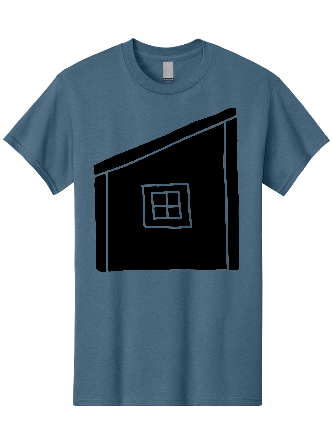 House Men'S Graphic Tee, 100% Cotton, Comfortable Casual Summer Wear, Machine Washable, Simple House Design, Minimalist Architecture, Black House Silhouette, Neon Green Outline, Four-Paned Window, Modern Home Decor, -  Aaa599