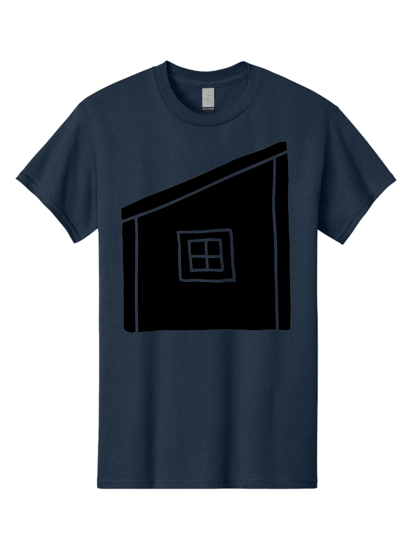 House Men'S Graphic Tee, 100% Cotton, Comfortable Casual Summer Wear, Machine Washable, Simple House Design, Minimalist Architecture, Black House Silhouette, Neon Green Outline, Four-Paned Window, Modern Home Decor, -  Aaa599