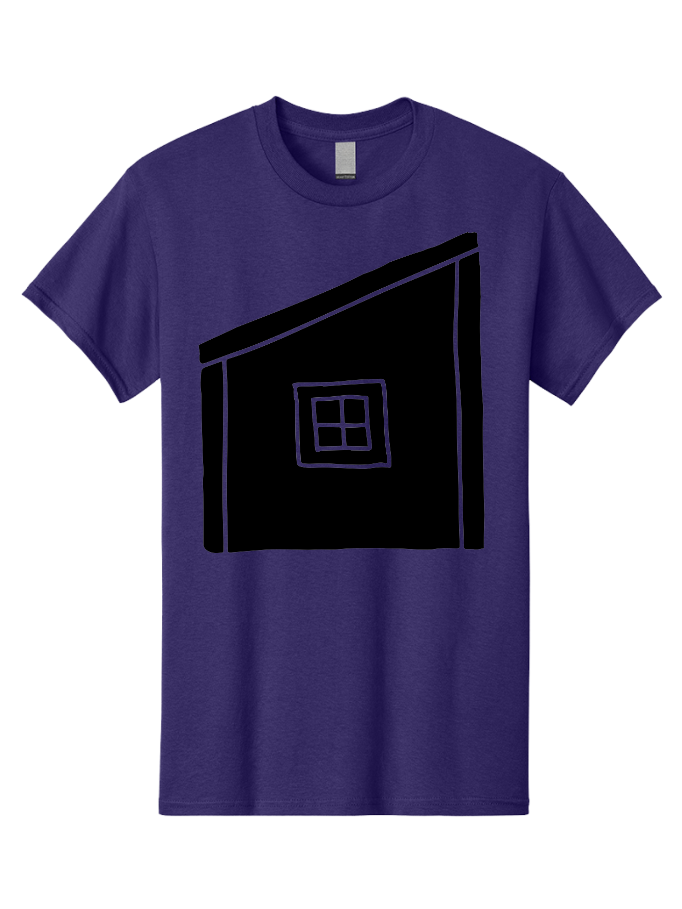 House Men'S Graphic Tee, 100% Cotton, Comfortable Casual Summer Wear, Machine Washable, Simple House Design, Minimalist Architecture, Black House Silhouette, Neon Green Outline, Four-Paned Window, Modern Home Decor, -  Aaa599
