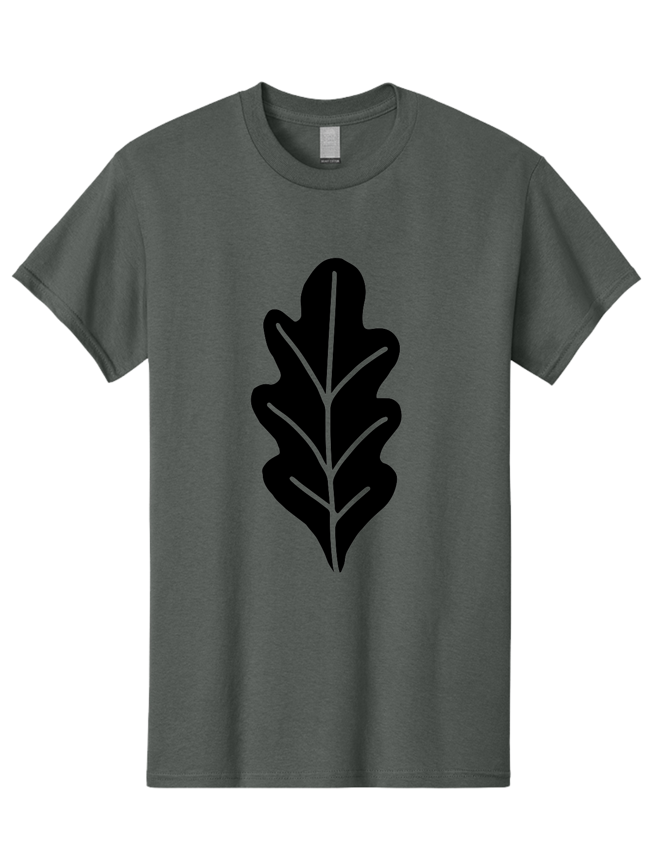 Leaf-Silhouette Men'S Graphic Tee, 100% Cotton, Comfortable Casual Summer Wear, Machine Washable, Leaf Silhouette, Foliage Icon, Simple Leaf Design, Nature-Inspired Graphic, Black Leaf Shape, Neon Green Veins, Minimalist Illustration, -  Aaa601