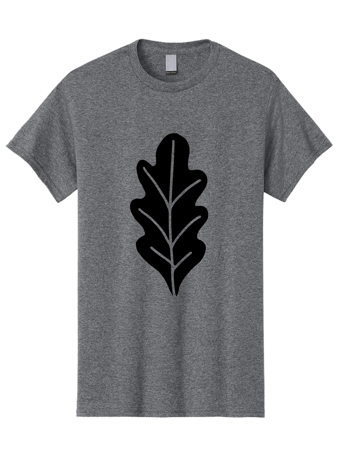 Leaf-Silhouette Men'S Graphic Tee, 100% Cotton, Comfortable Casual Summer Wear, Machine Washable, Leaf Silhouette, Foliage Icon, Simple Leaf Design, Nature-Inspired Graphic, Black Leaf Shape, Neon Green Veins, Minimalist Illustration, -  Aaa601