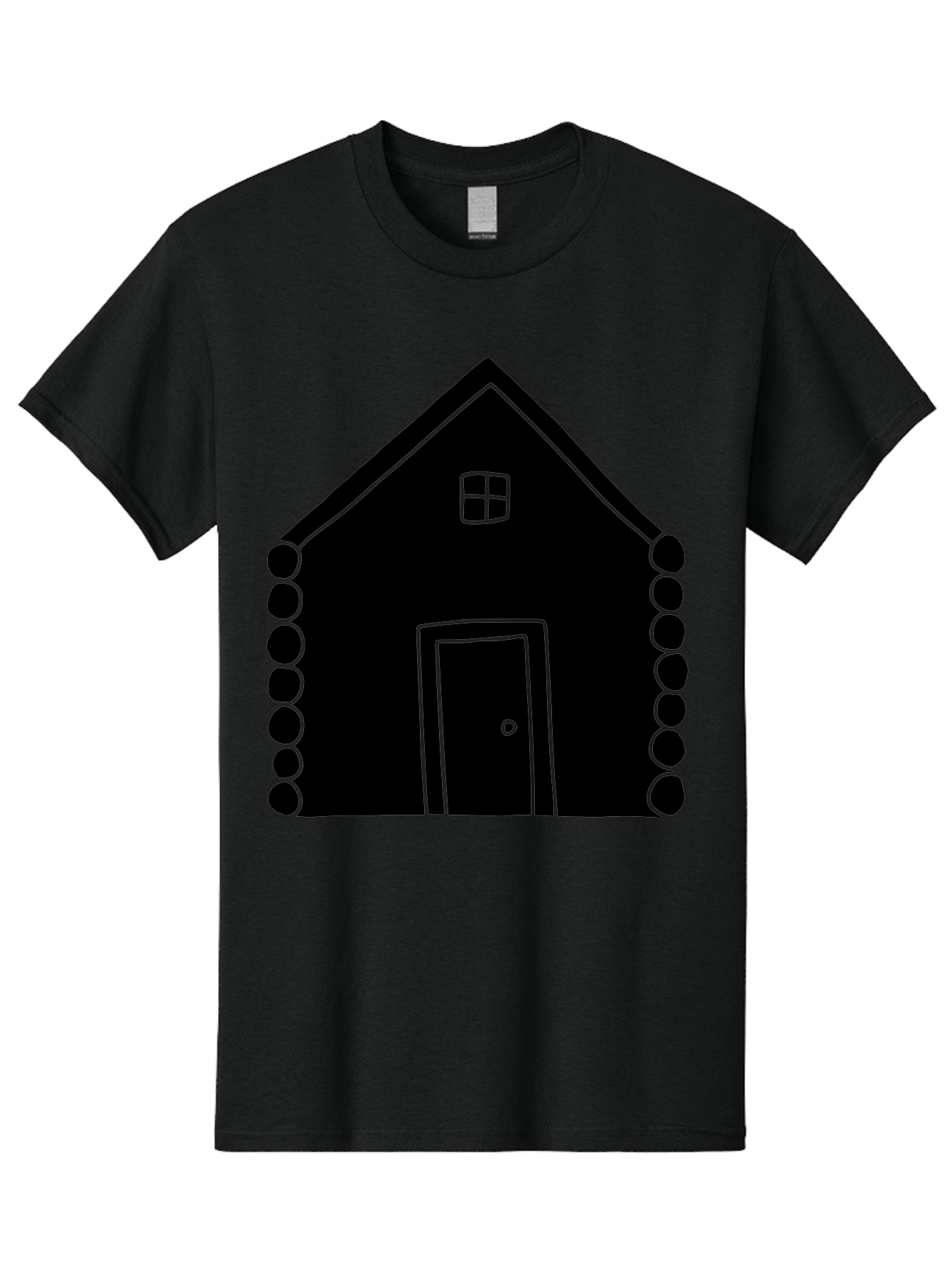 Log-Cabin Men'S Graphic Tee, 100% Cotton, Comfortable Casual Summer Wear, Machine Washable, Simple House Design, Minimalist Architecture, House Outline, Cozy Home, Door And Window, Simple Shapes, Modern Art -  Aaa602