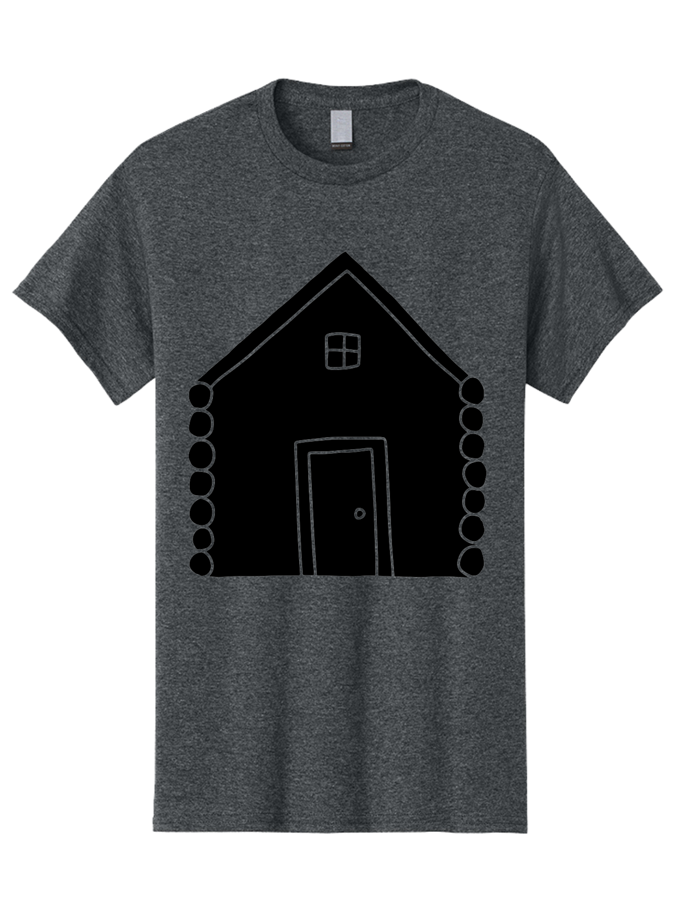 Log-Cabin Men'S Graphic Tee, 100% Cotton, Comfortable Casual Summer Wear, Machine Washable, Simple House Design, Minimalist Architecture, House Outline, Cozy Home, Door And Window, Simple Shapes, Modern Art -  Aaa602