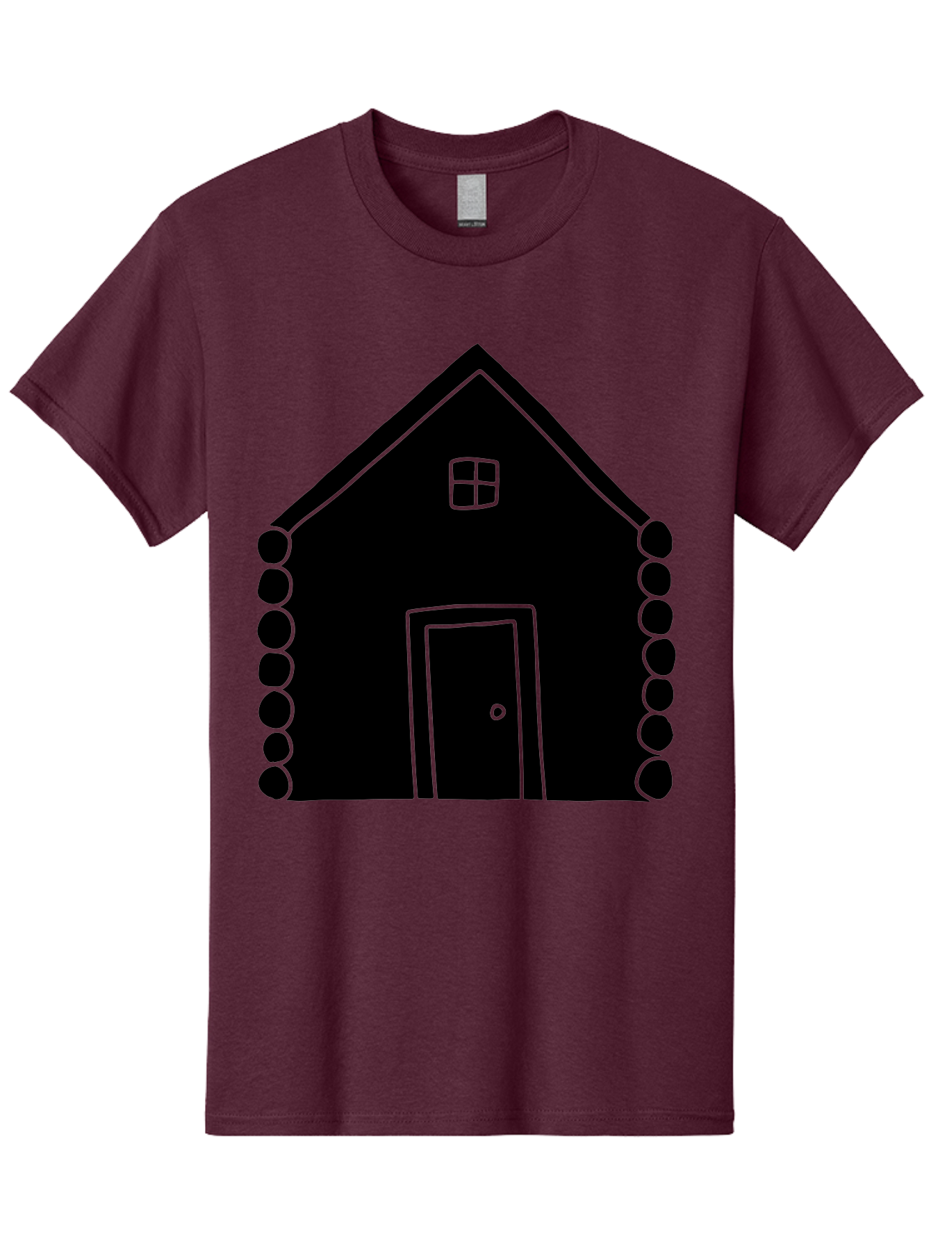 Log-Cabin Men'S Graphic Tee, 100% Cotton, Comfortable Casual Summer Wear, Machine Washable, Simple House Design, Minimalist Architecture, House Outline, Cozy Home, Door And Window, Simple Shapes, Modern Art -  Aaa602