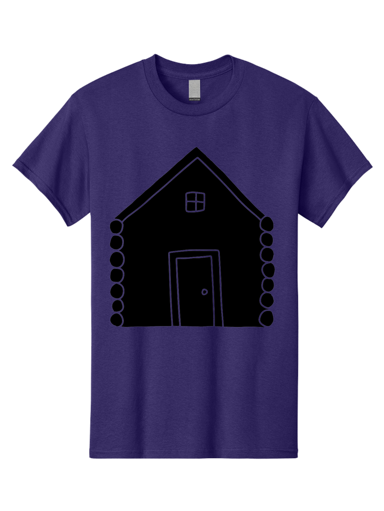 Log-Cabin Men'S Graphic Tee, 100% Cotton, Comfortable Casual Summer Wear, Machine Washable, Simple House Design, Minimalist Architecture, House Outline, Cozy Home, Door And Window, Simple Shapes, Modern Art -  Aaa602