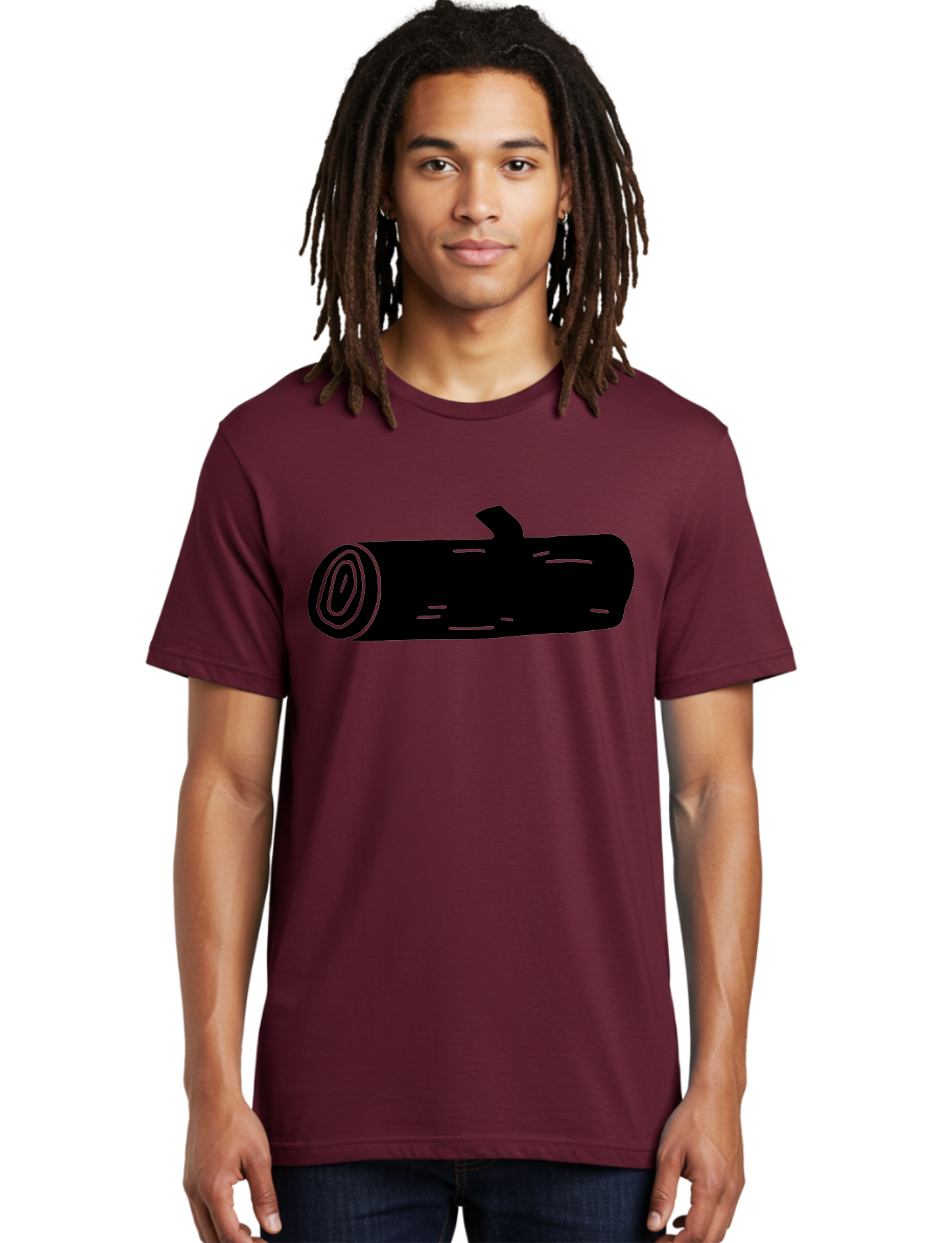 Log Men'S Graphic Tee, 100% Cotton, Comfortable Casual Summer Wear, Machine Washable, Log With Branch, Wooden Texture, Forest Log, Tree Trunk, Rustic Wood, Natural Material, Simple Illustration -  Aaa603