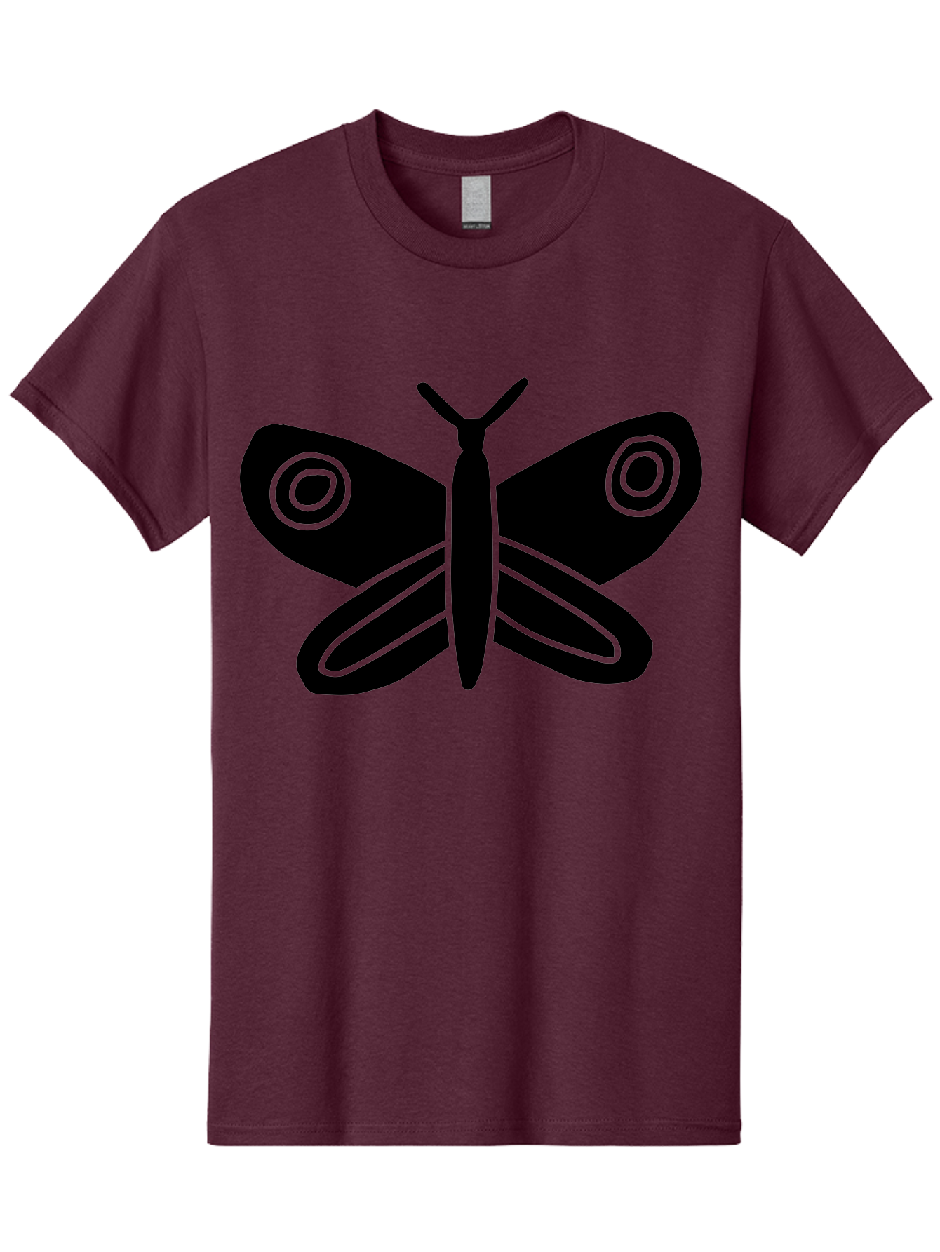 Luna-Moth Men'S Graphic Tee, 100% Cotton, Comfortable Casual Summer Wear, Machine Washable, Simple Moth Design, Minimalist Art, Black Silhouette, Green Outline, Stylized Insect, Modern Graphic, Wing Pattern, Nature Inspiration -  Aaa604