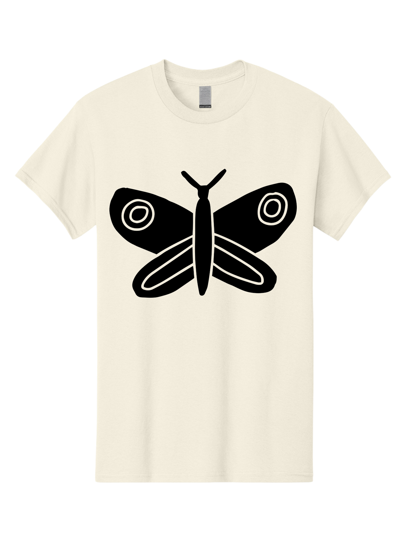 Luna-Moth Men'S Graphic Tee, 100% Cotton, Comfortable Casual Summer Wear, Machine Washable, Simple Moth Design, Minimalist Art, Black Silhouette, Green Outline, Stylized Insect, Modern Graphic, Wing Pattern, Nature Inspiration -  Aaa604