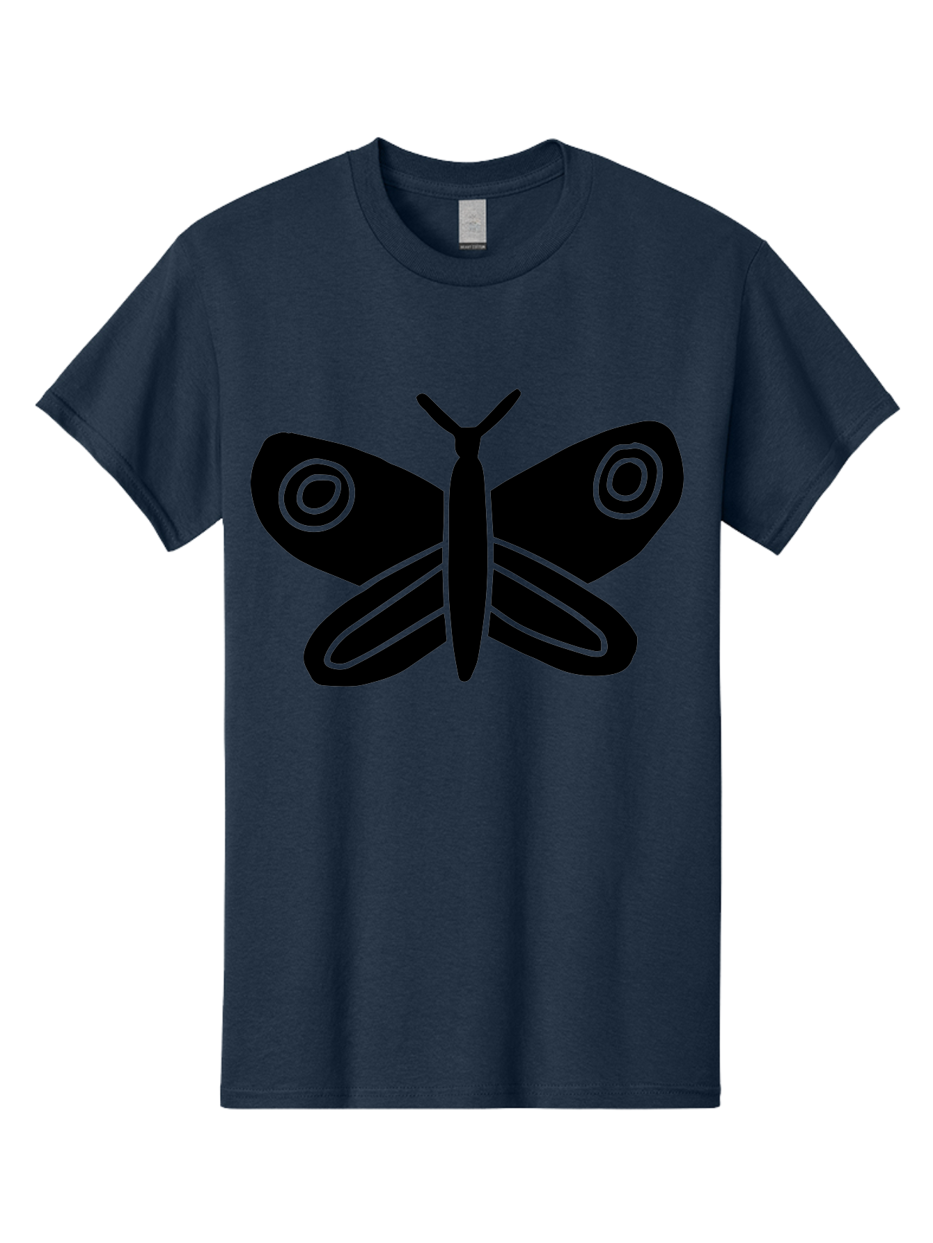 Luna-Moth Men'S Graphic Tee, 100% Cotton, Comfortable Casual Summer Wear, Machine Washable, Simple Moth Design, Minimalist Art, Black Silhouette, Green Outline, Stylized Insect, Modern Graphic, Wing Pattern, Nature Inspiration -  Aaa604