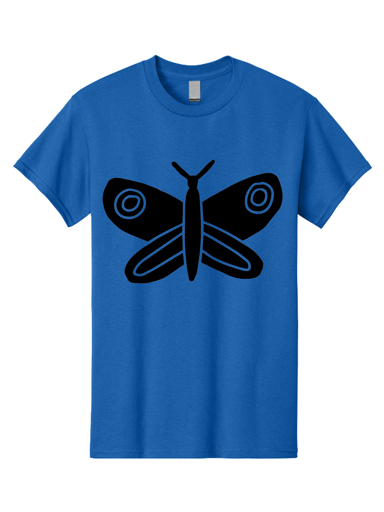 Luna-Moth Men'S Graphic Tee, 100% Cotton, Comfortable Casual Summer Wear, Machine Washable, Simple Moth Design, Minimalist Art, Black Silhouette, Green Outline, Stylized Insect, Modern Graphic, Wing Pattern, Nature Inspiration -  Aaa604
