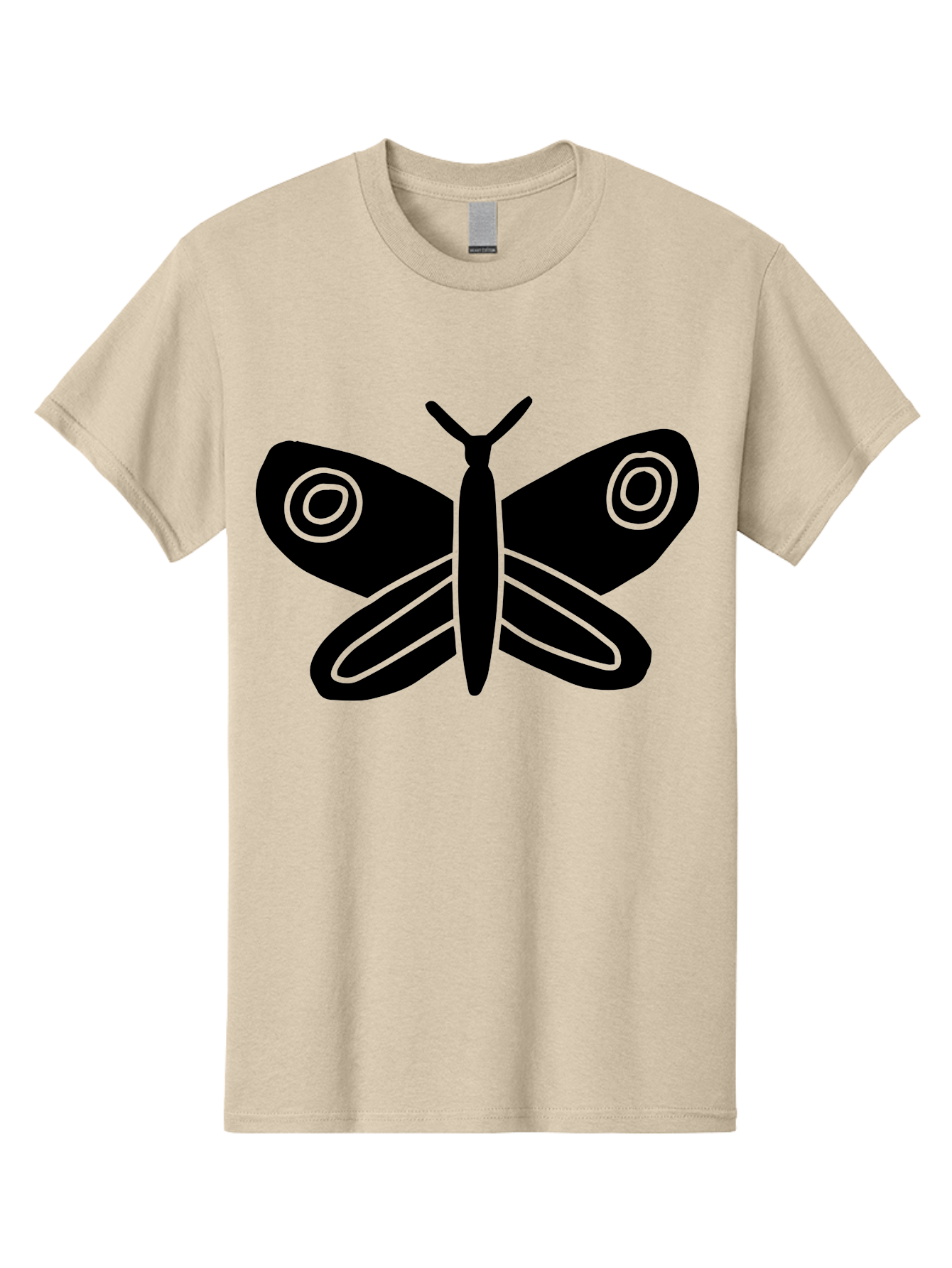 Luna-Moth Men'S Graphic Tee, 100% Cotton, Comfortable Casual Summer Wear, Machine Washable, Simple Moth Design, Minimalist Art, Black Silhouette, Green Outline, Stylized Insect, Modern Graphic, Wing Pattern, Nature Inspiration -  Aaa604