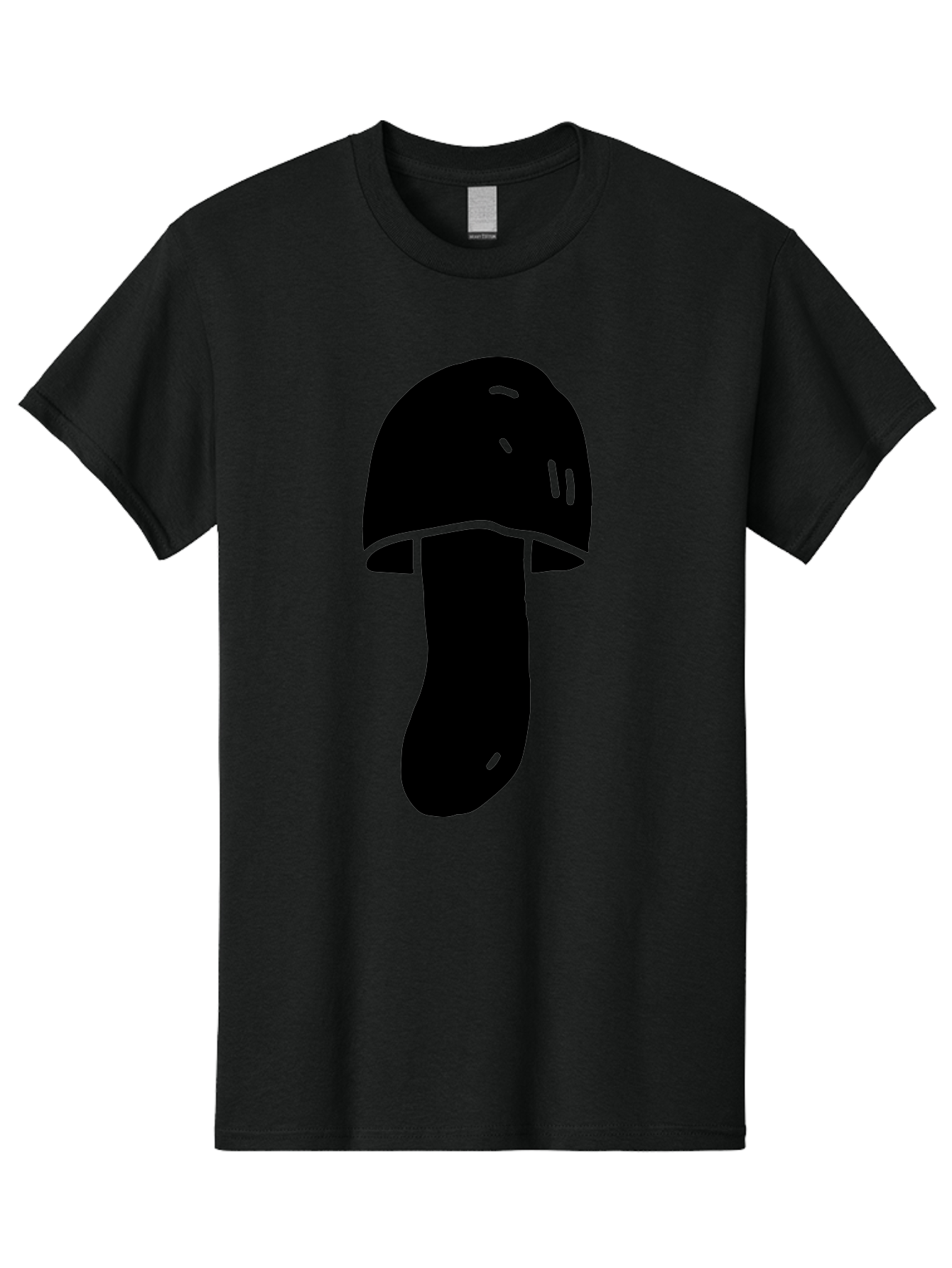 Mushroom-Graphic Men'S Graphic Tee, 100% Cotton, Comfortable Casual Summer Wear, Machine Washable, Mushroom Silhouette, Simple Design, Minimalist Art, Fungal Icon, Black And Green, Nature Symbol -  Aaa606