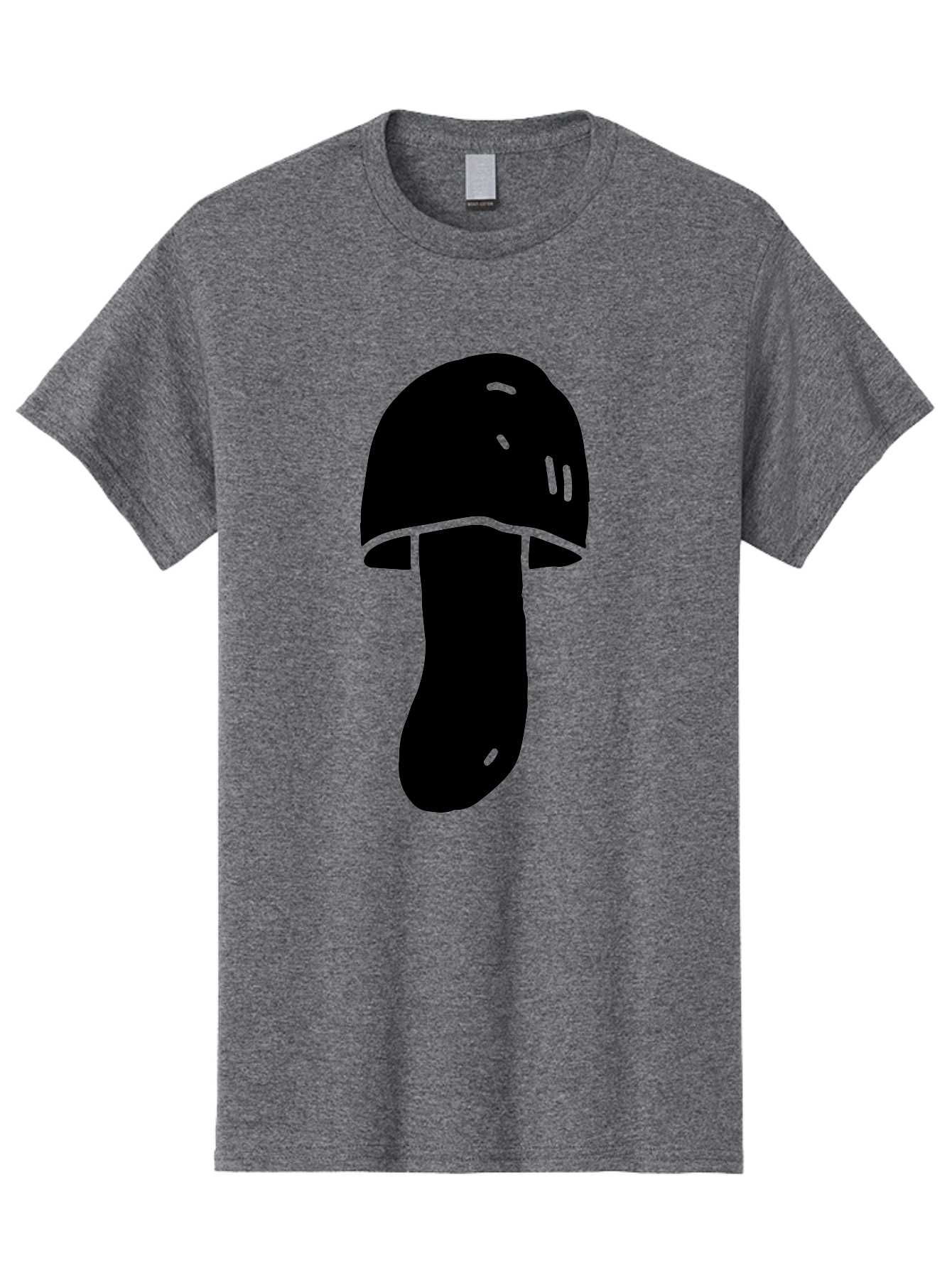 Mushroom-Graphic Men'S Graphic Tee, 100% Cotton, Comfortable Casual Summer Wear, Machine Washable, Mushroom Silhouette, Simple Design, Minimalist Art, Fungal Icon, Black And Green, Nature Symbol -  Aaa606