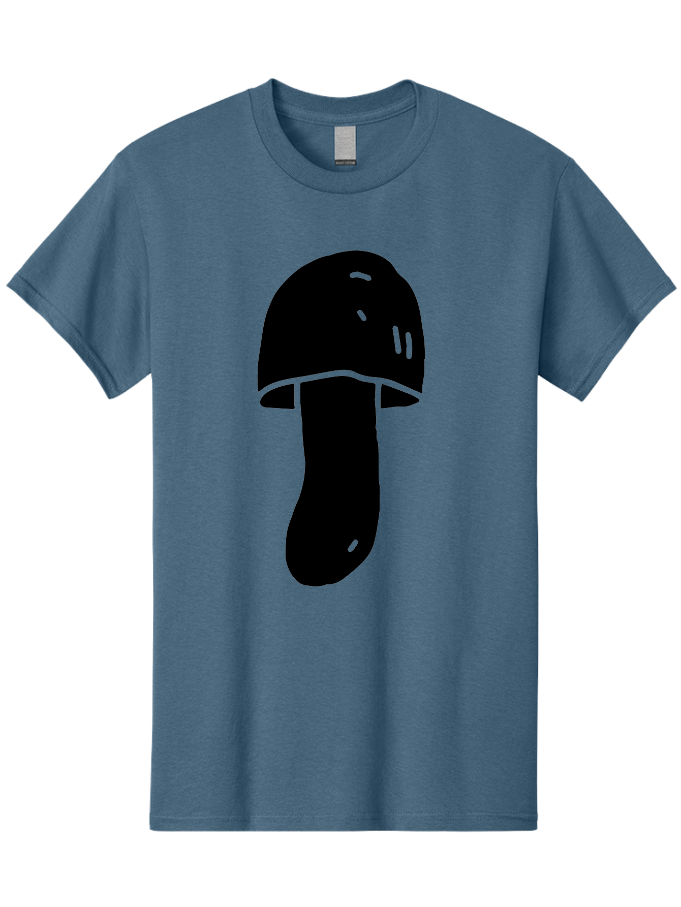 Mushroom-Graphic Men'S Graphic Tee, 100% Cotton, Comfortable Casual Summer Wear, Machine Washable, Mushroom Silhouette, Simple Design, Minimalist Art, Fungal Icon, Black And Green, Nature Symbol -  Aaa606