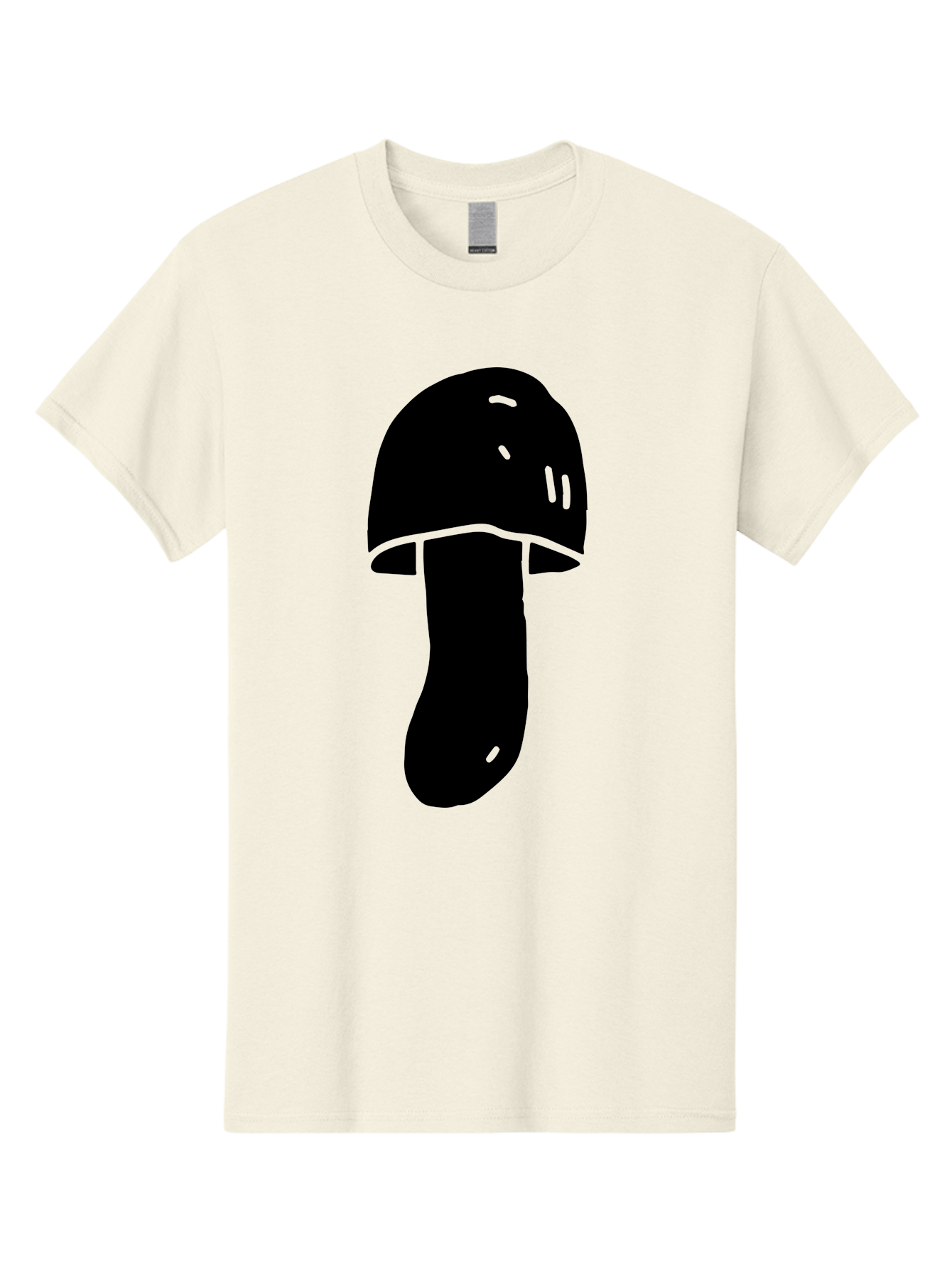 Mushroom-Graphic Men'S Graphic Tee, 100% Cotton, Comfortable Casual Summer Wear, Machine Washable, Mushroom Silhouette, Simple Design, Minimalist Art, Fungal Icon, Black And Green, Nature Symbol -  Aaa606