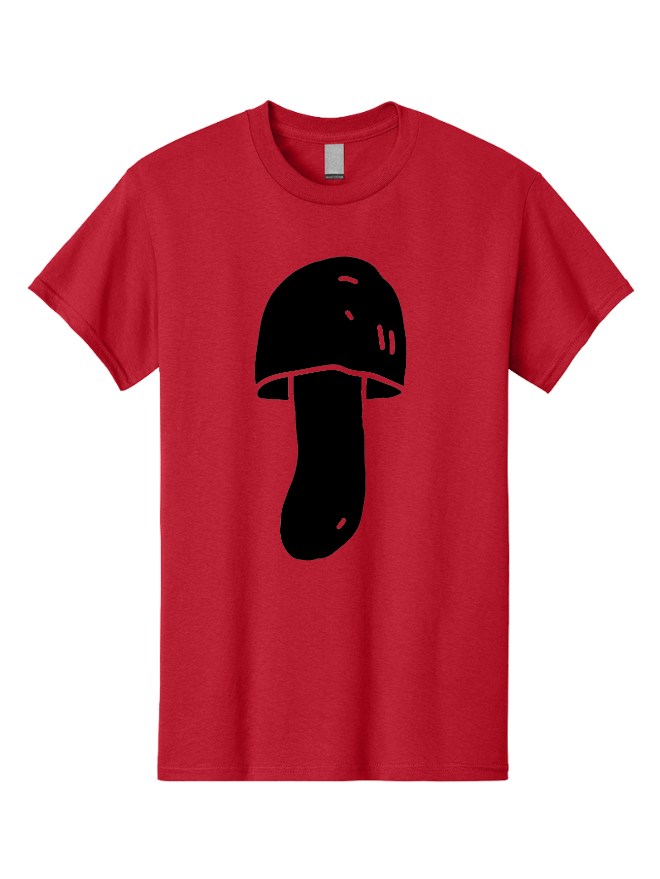 Mushroom-Graphic Men'S Graphic Tee, 100% Cotton, Comfortable Casual Summer Wear, Machine Washable, Mushroom Silhouette, Simple Design, Minimalist Art, Fungal Icon, Black And Green, Nature Symbol -  Aaa606