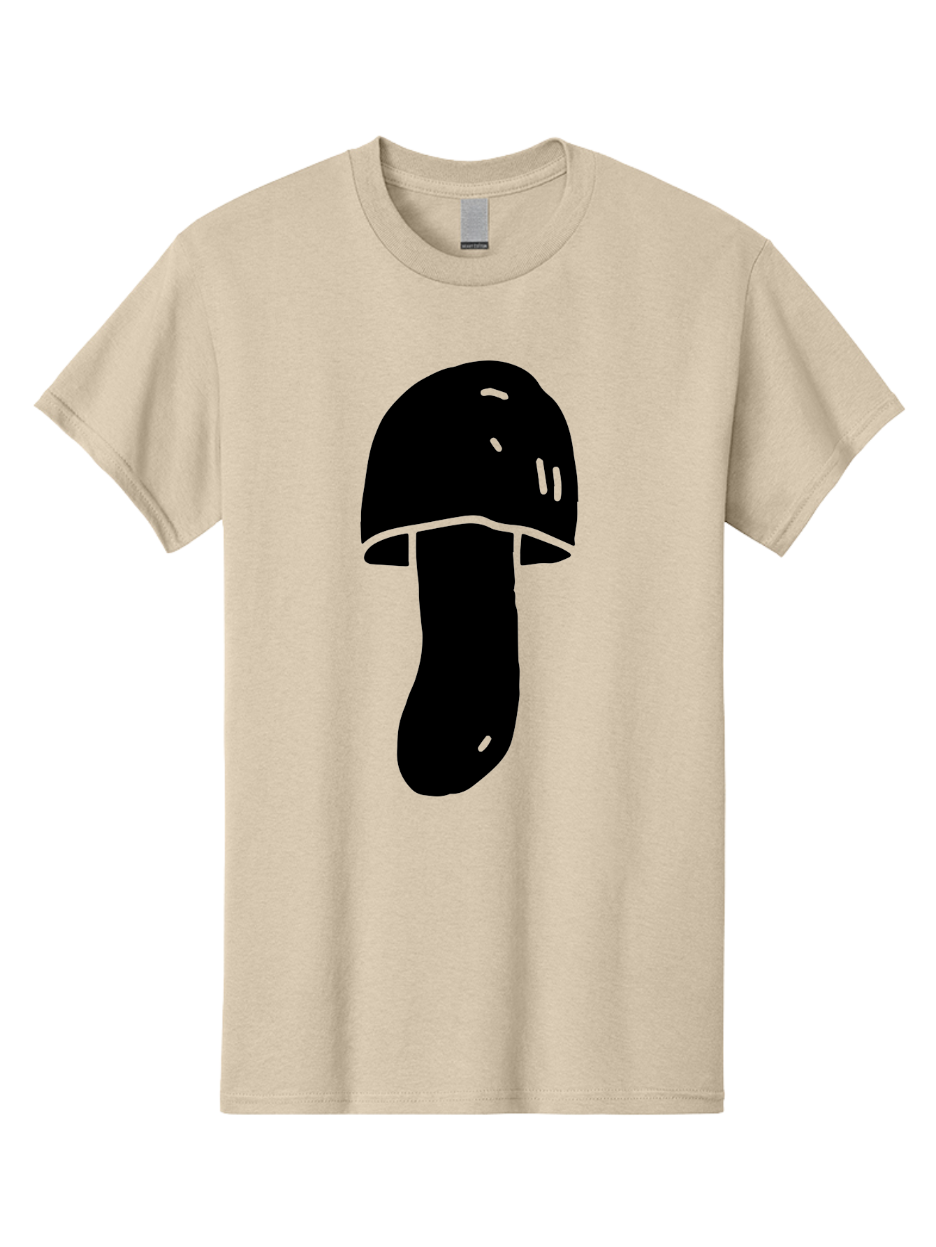 Mushroom-Graphic Men'S Graphic Tee, 100% Cotton, Comfortable Casual Summer Wear, Machine Washable, Mushroom Silhouette, Simple Design, Minimalist Art, Fungal Icon, Black And Green, Nature Symbol -  Aaa606