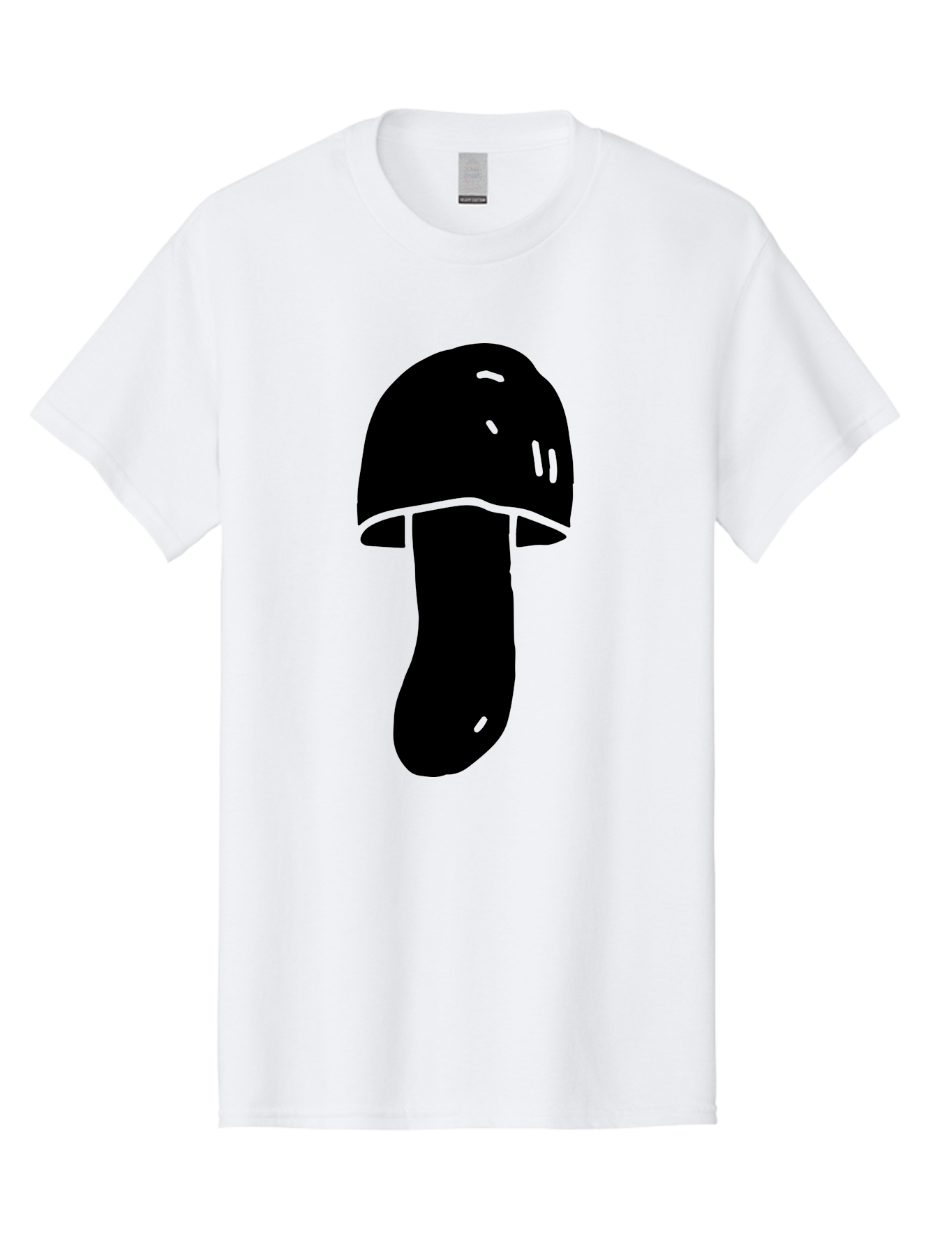 Mushroom-Graphic Men'S Graphic Tee, 100% Cotton, Comfortable Casual Summer Wear, Machine Washable, Mushroom Silhouette, Simple Design, Minimalist Art, Fungal Icon, Black And Green, Nature Symbol -  Aaa606