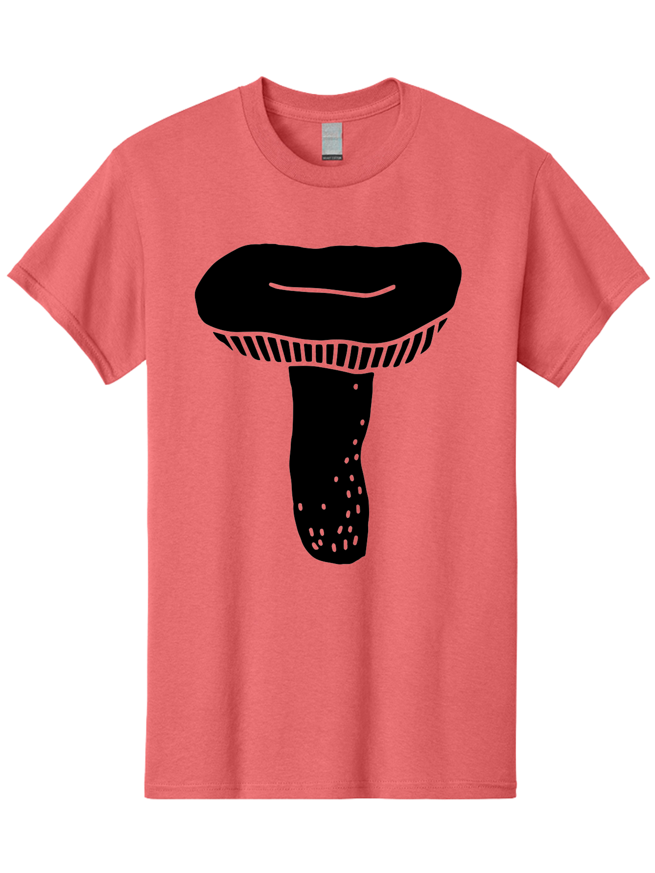 Mushroom Men'S Graphic Tee, 100% Cotton, Comfortable Casual Summer Wear, Machine Washable, Black Mushroom, Simple Design, Minimalist Art, Fungal Illustration, Stylized Fungus, Green Accents, Abstract Shape, Modern Graphics, -  Aaa608