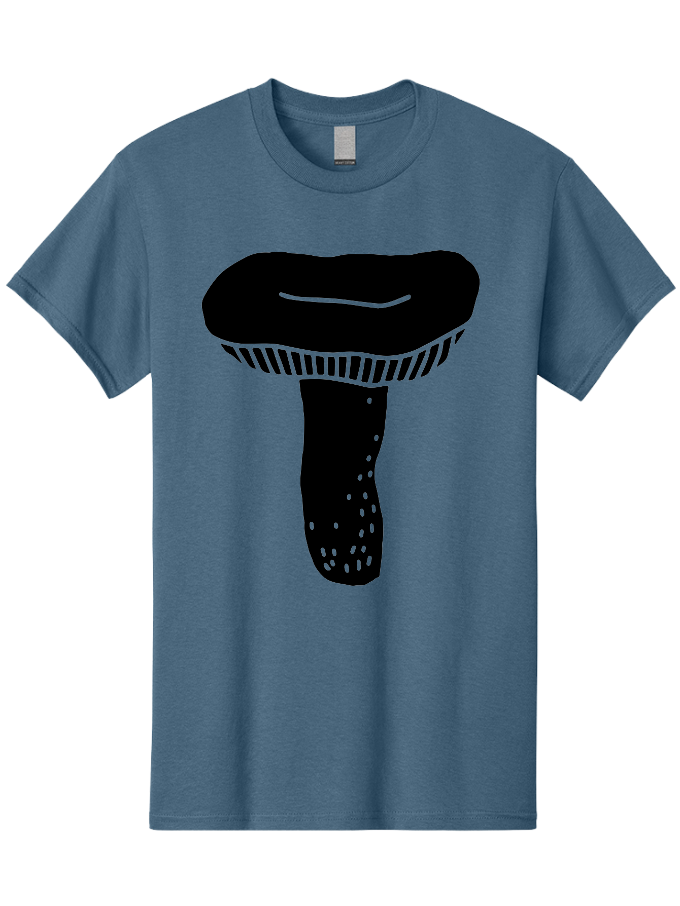 Mushroom Men'S Graphic Tee, 100% Cotton, Comfortable Casual Summer Wear, Machine Washable, Black Mushroom, Simple Design, Minimalist Art, Fungal Illustration, Stylized Fungus, Green Accents, Abstract Shape, Modern Graphics, -  Aaa608