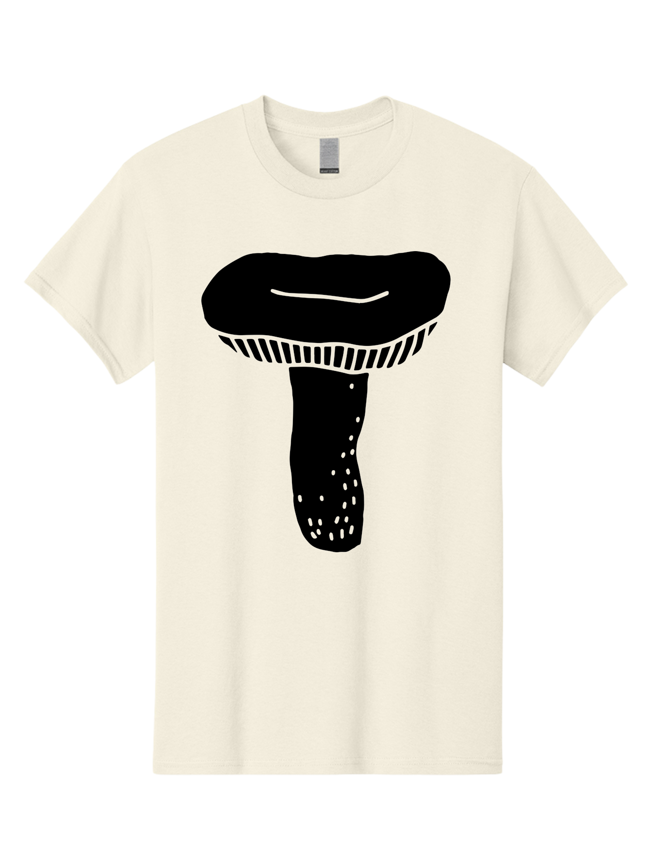 Mushroom Men'S Graphic Tee, 100% Cotton, Comfortable Casual Summer Wear, Machine Washable, Black Mushroom, Simple Design, Minimalist Art, Fungal Illustration, Stylized Fungus, Green Accents, Abstract Shape, Modern Graphics, -  Aaa608