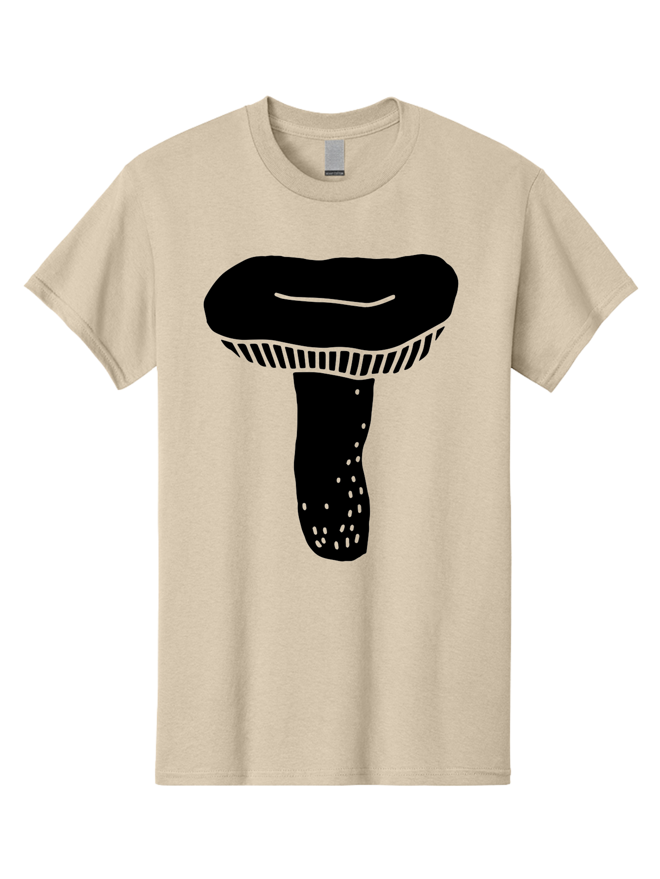 Mushroom Men'S Graphic Tee, 100% Cotton, Comfortable Casual Summer Wear, Machine Washable, Black Mushroom, Simple Design, Minimalist Art, Fungal Illustration, Stylized Fungus, Green Accents, Abstract Shape, Modern Graphics, -  Aaa608