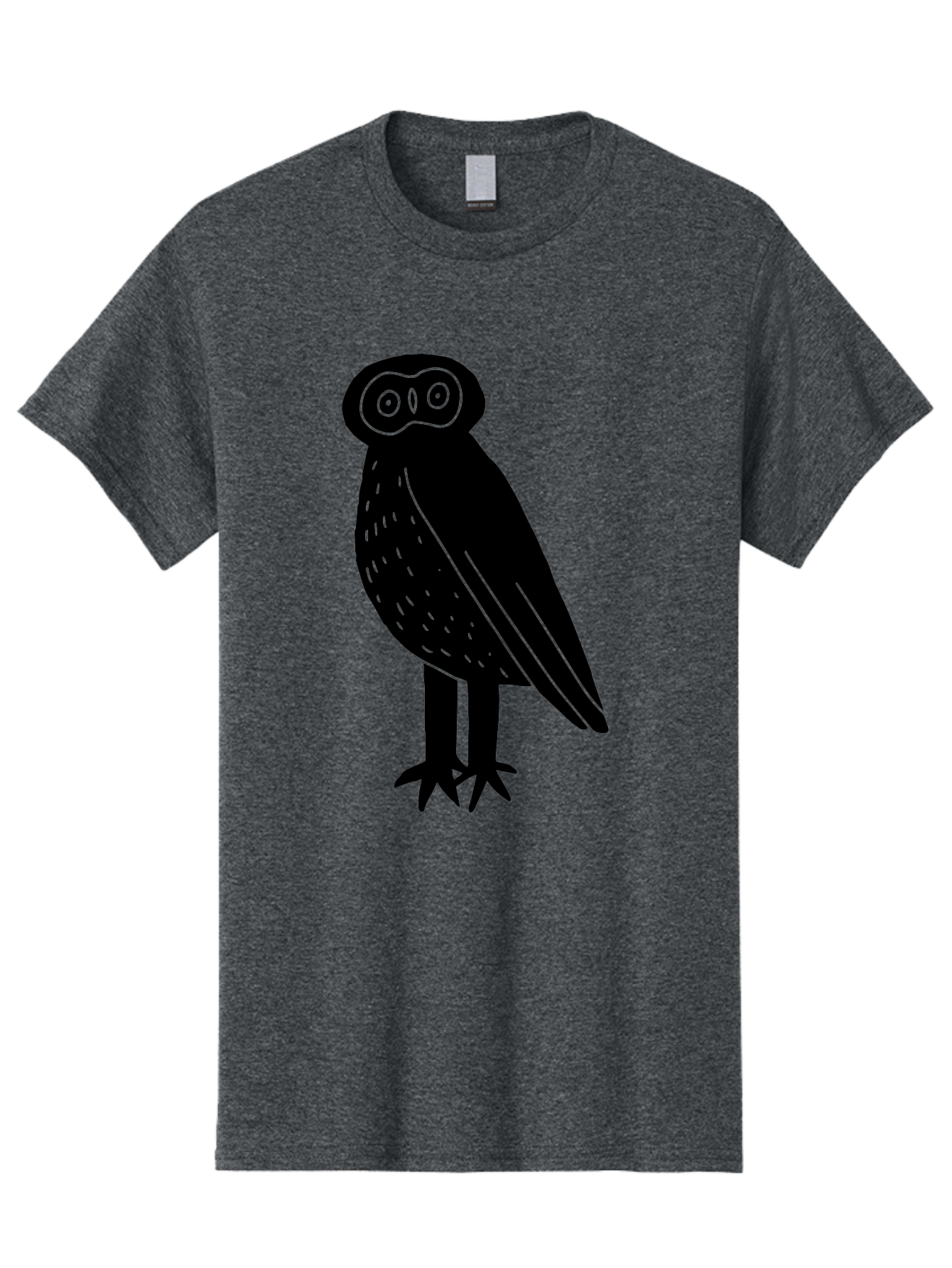 Owl Men'S Graphic Tee, 100% Cotton, Comfortable Casual Summer Wear, Machine Washable, Owl Silhouette, Minimalist Design, Simple Art, Black And Green, Wildlife Illustration, Nocturnal Bird, Abstract Owl -  Aaa609