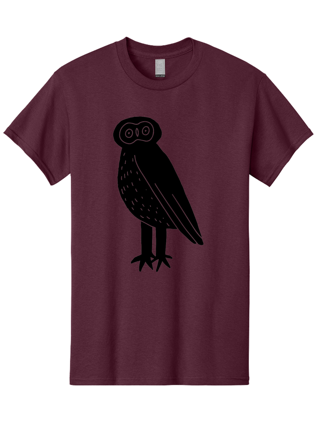 Owl Men'S Graphic Tee, 100% Cotton, Comfortable Casual Summer Wear, Machine Washable, Owl Silhouette, Minimalist Design, Simple Art, Black And Green, Wildlife Illustration, Nocturnal Bird, Abstract Owl -  Aaa609