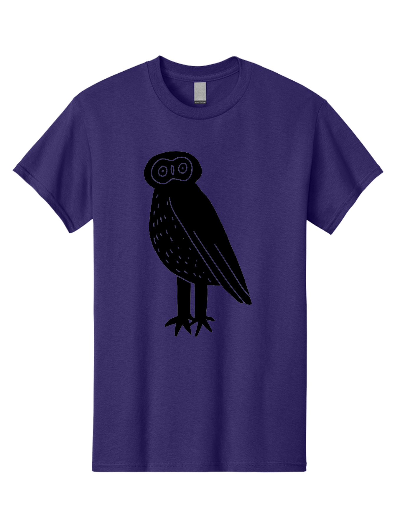 Owl Men'S Graphic Tee, 100% Cotton, Comfortable Casual Summer Wear, Machine Washable, Owl Silhouette, Minimalist Design, Simple Art, Black And Green, Wildlife Illustration, Nocturnal Bird, Abstract Owl -  Aaa609