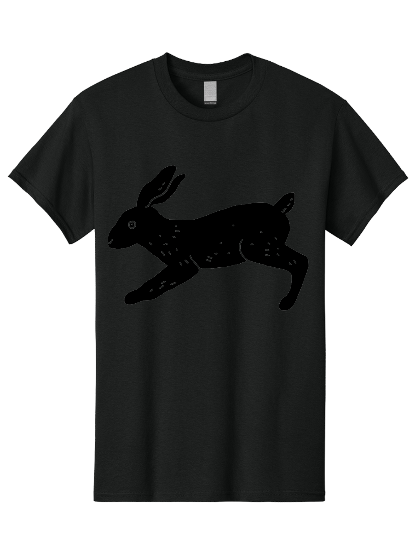 Rabbit-Silhouette Men'S Graphic Tee, 100% Cotton, Comfortable Casual Summer Wear, Machine Washable, Running Rabbit, Black Silhouette, Neon Green Accents, Dynamic Movement, Simple Design, Abstract Art, Minimalist Style, Rabbit Illustration -  Aaa610