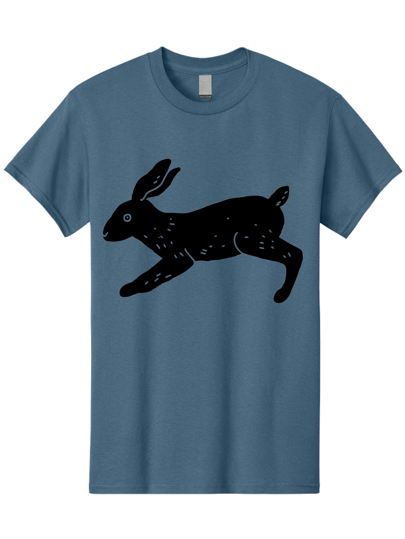 Rabbit-Silhouette Men'S Graphic Tee, 100% Cotton, Comfortable Casual Summer Wear, Machine Washable, Running Rabbit, Black Silhouette, Neon Green Accents, Dynamic Movement, Simple Design, Abstract Art, Minimalist Style, Rabbit Illustration -  Aaa610