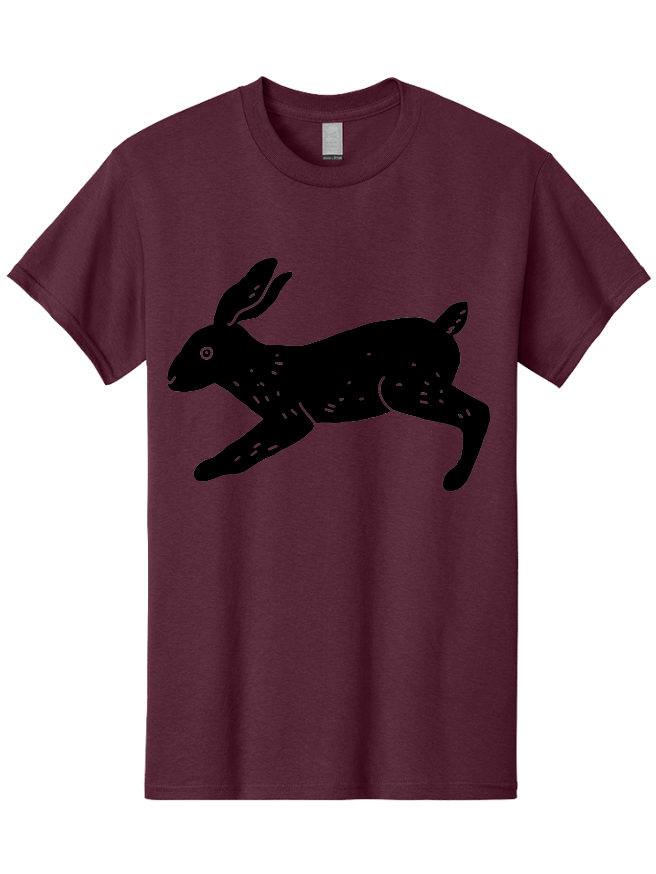 Rabbit-Silhouette Men'S Graphic Tee, 100% Cotton, Comfortable Casual Summer Wear, Machine Washable, Running Rabbit, Black Silhouette, Neon Green Accents, Dynamic Movement, Simple Design, Abstract Art, Minimalist Style, Rabbit Illustration -  Aaa610